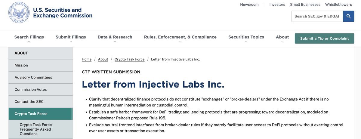$INJ impact on crypto space is too big to be ignored 

<a href="/injective/">Injective 🥷</a> is now officially featured on the SEC’s website!!!

You are not bullish enough on $INJ 👀