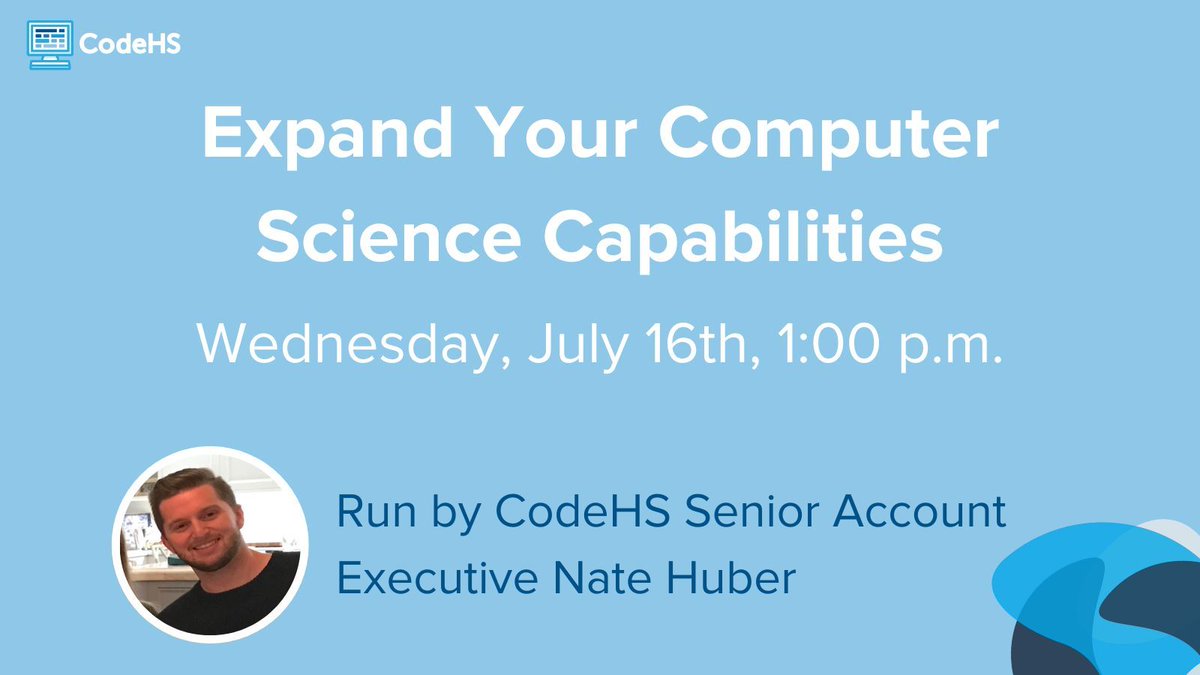 CodeHS's tweet image. Hey North Carolina teachers, join CodeHS at the NC CTE Conference today. Don't miss Nate Huber's session "Expand your CS Capabilities" starting at 1:00 PM.
#cs #readwritecode
