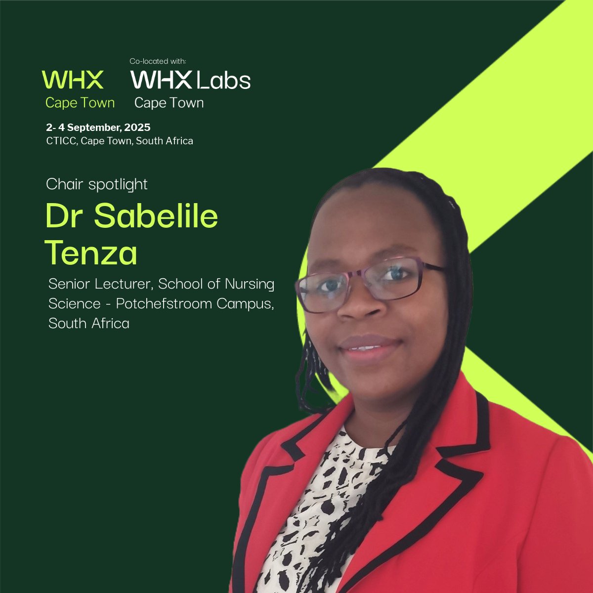 We’re proud to introduce our Chair Dr Sabelile Tenza, for Quality Management &amp; Patient Safety at WHX Cape Town.
Join us from 2-4 September, 2025, as we explore systems-based quality frameworks and safety-first.

Register now to be a part: bit.ly/3Gourhy
#WHXCapeTown