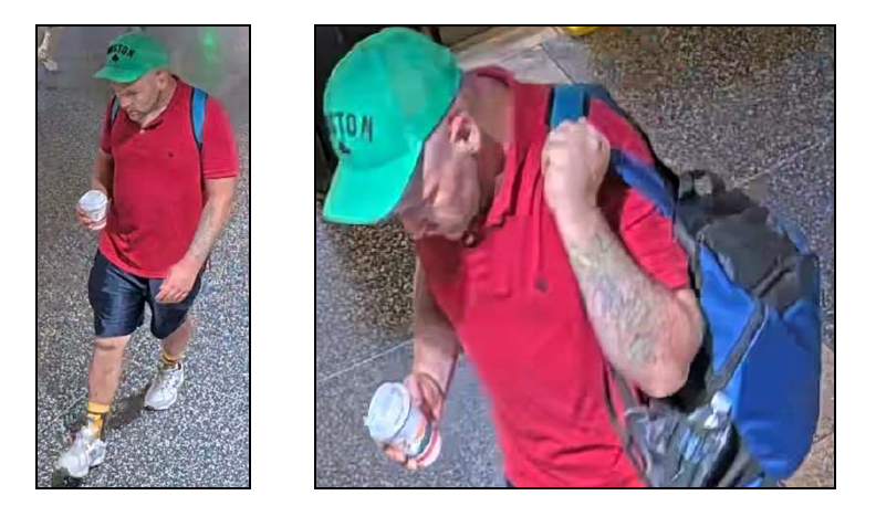 MBTATransitPD's tweet image. ID Sought re: Larceny Over 1,200 7/9 7AM at #MBTA South Station. SP stole victim's backpack containing cash & other personal items. Recognize this person of interest? Pls contact our CIU at 617-222-1050 w/any info you may have. U can remain anonymous. TY