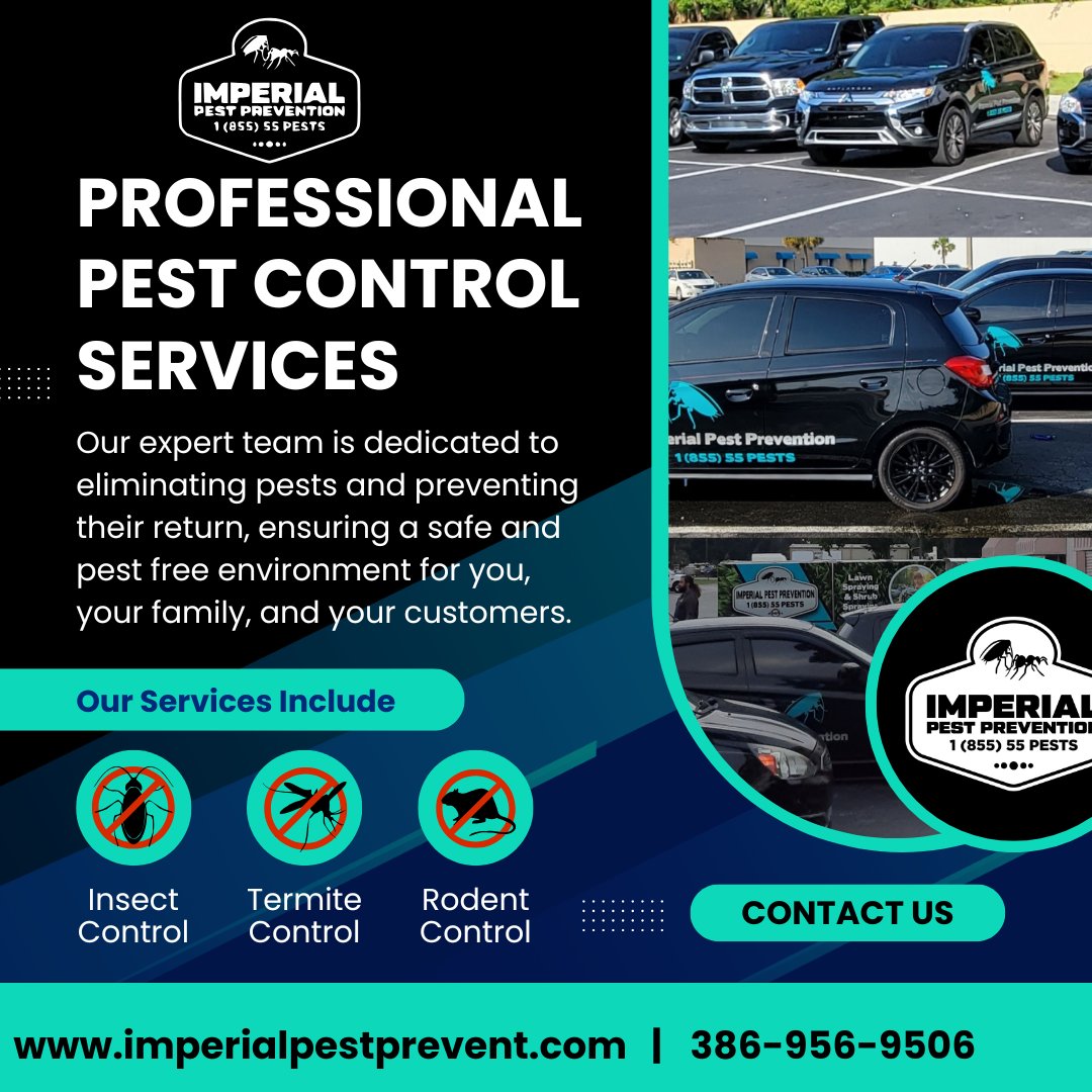 ✅ Got Pests? We’ve Got Solutions! ✅
Imperial Pest Prevention is your local, reliable, and honest choice for:

🏠 Residential &amp; Commercial Pest Control
🐜 Termite Control &amp; Tent Fumigation
🌱 Lawn Spraying
📋 WDO Inspections

📞 Call Today: 386-956-9506
