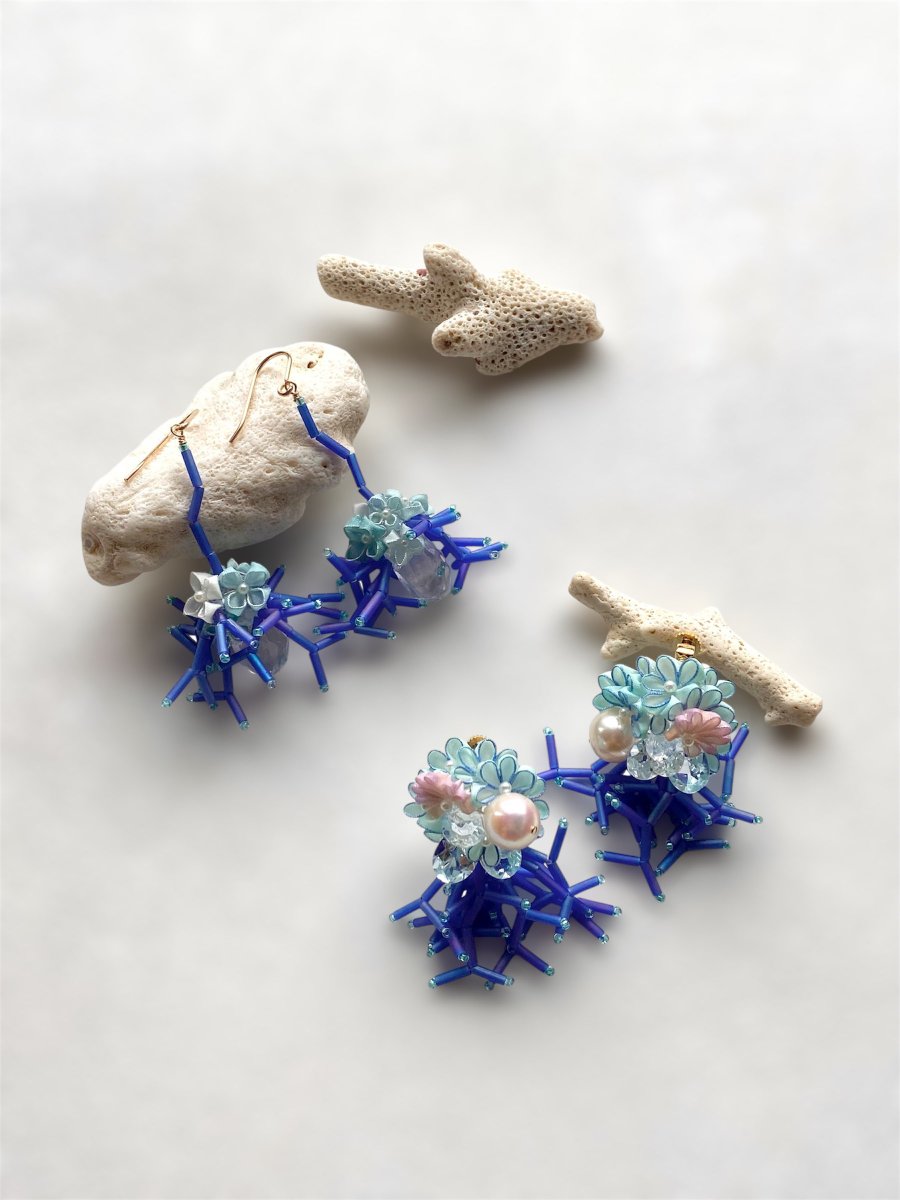 珊瑚礁をイメージしたイヤーアクセサリーが出来ました🪸