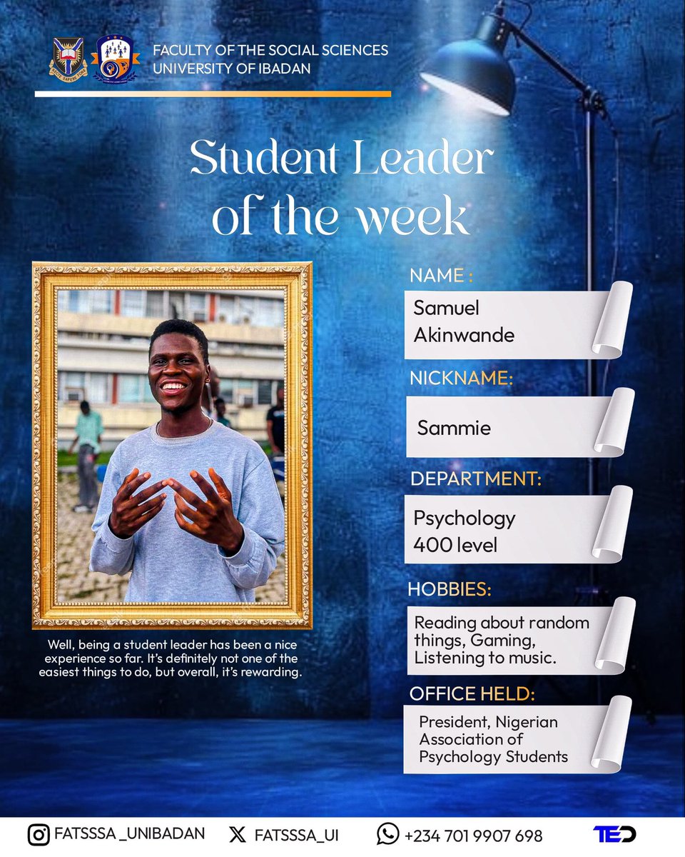 FATSSSA_UI's tweet image. On this week&apos;s Student Spotlight: Meet our standout personalities!