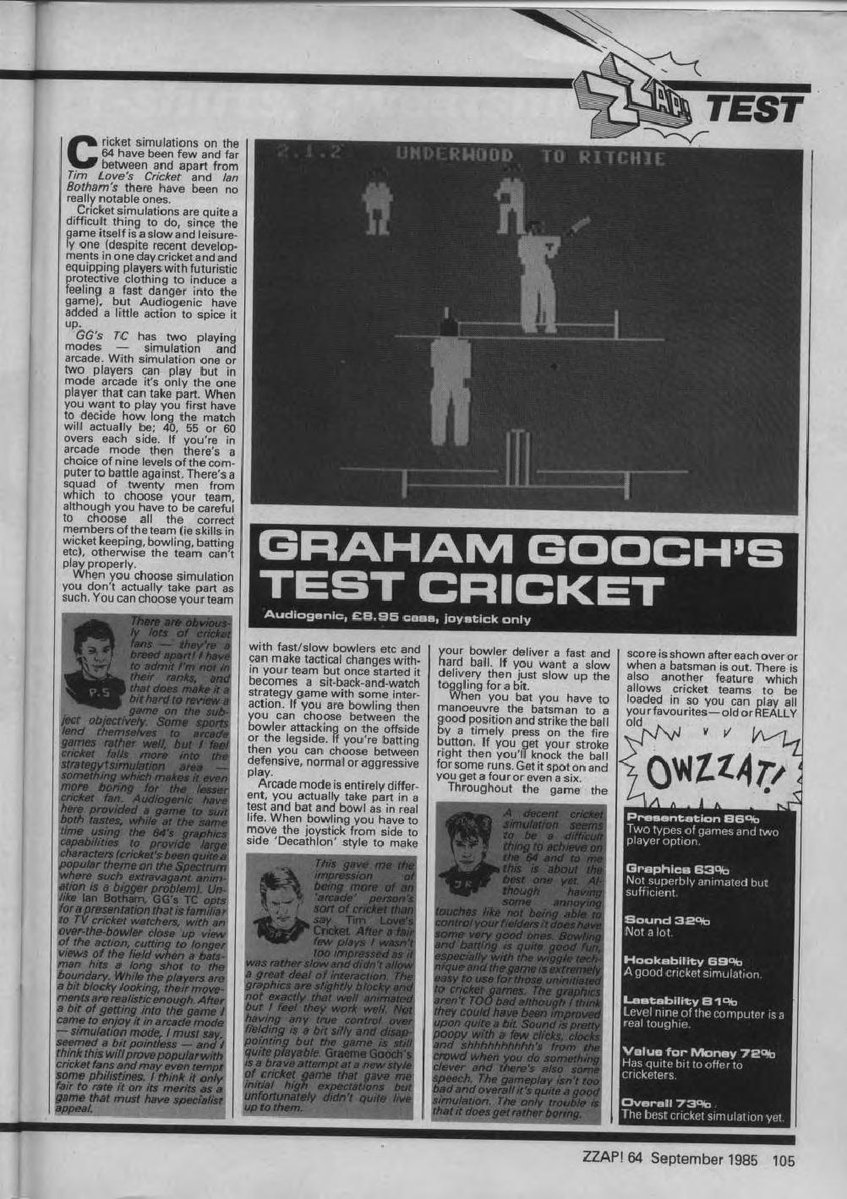 JazRignall's tweet image. 40 years ago, two titans of cricket were battling it out for video game supremacy. I was more willing to put up with Graham Gooch's arcadey style, but TBH, both were wobbly old shite. And these two pages feel like something out of the freakin' dark ages. Black and white? FFS! 🤣