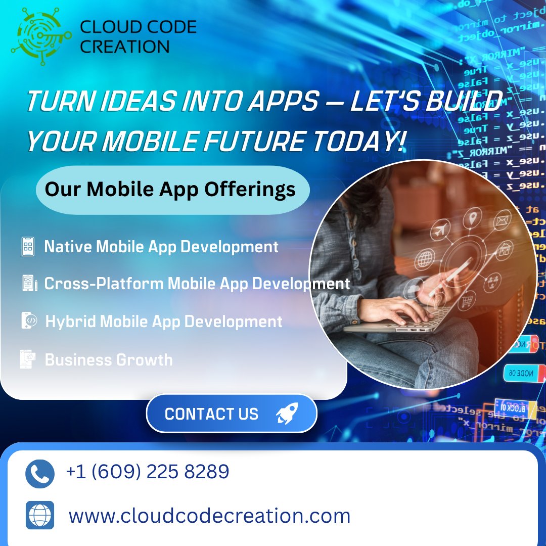 cloud2code's tweet image. Build the App That Builds Your Business
Let’s transform your idea into a powerful app.
Contact us today to get started!
+1 (609) 225 8289
cloudcodecreation.com/contact-us
#Mobileapplicationdevelopmentservices #Custommobileappsolutions #AndroidandiOSappdevelopment #Appdevelopmentcompany