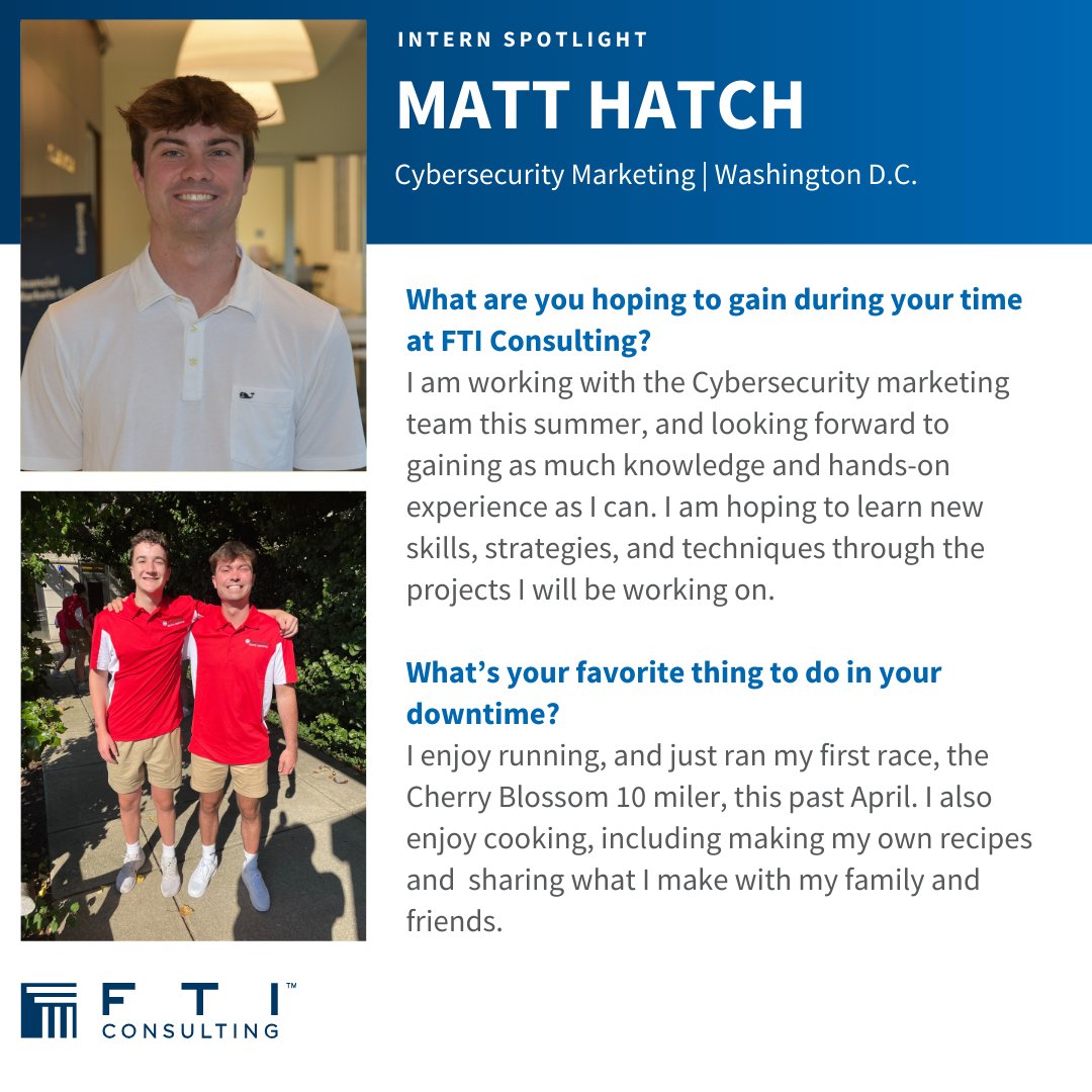 Our final Americas intern spotlight features Matt Hatch! Matt is interning with our marketing team this summer, and studies marketing at Catholic University. Learn more about him below!