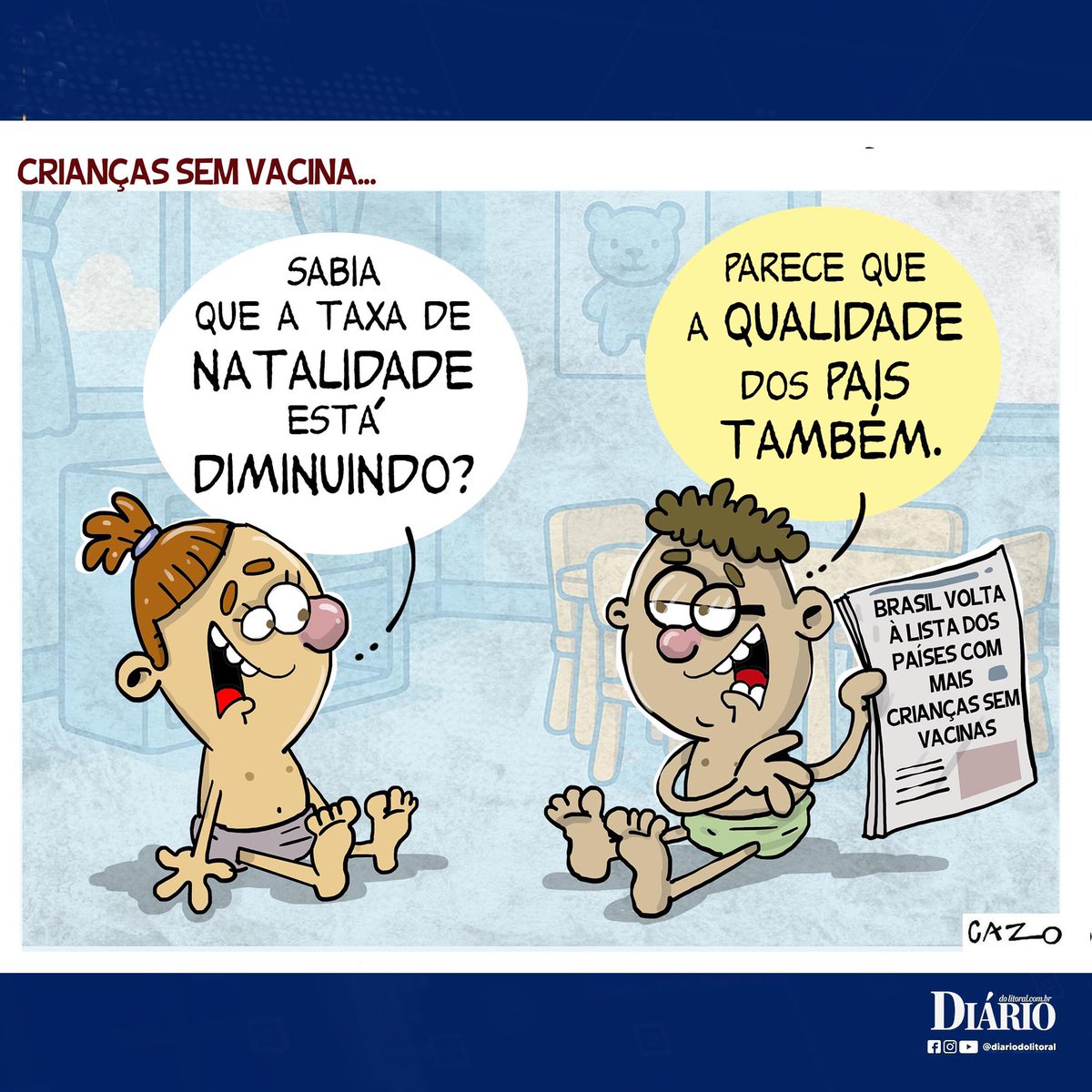 diariolitoral's tweet photo. Confira  a #Charge de hoje !

#cazo #chargista #vacina https://t.co/J2B73O9Ad0