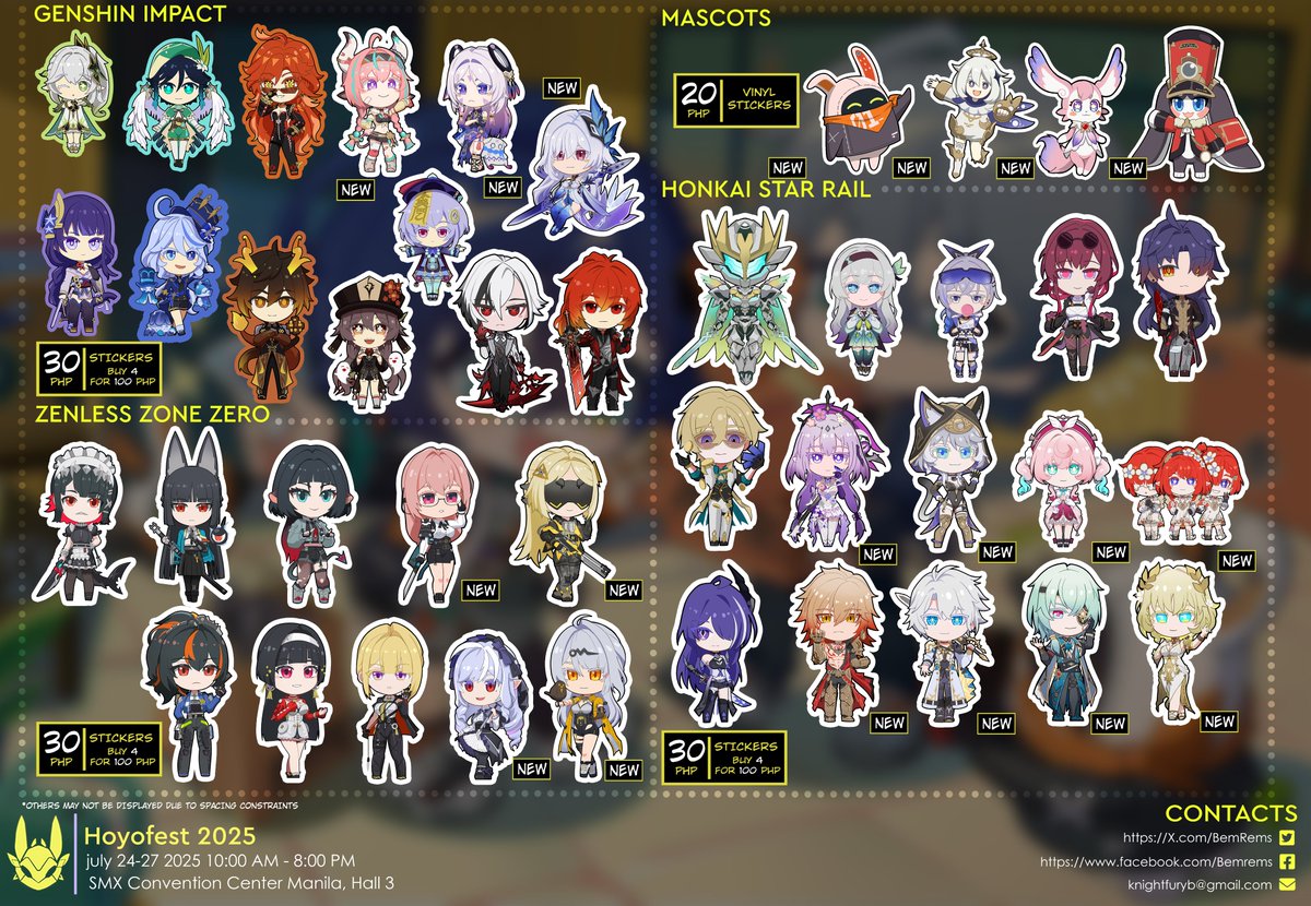BemRems's tweet image. Good day Everyone📣! Here's my merch catalogue for HoYoFEST 2025🎉🎊at SMX Convention Center Manila, PH this July 24-27 with @1rinchii
We're at Table #11,
See you there Everyone!!👌
-10am to 8pm
#Hoyofest2025 #HoYoFEST2025catalog
#GenshinImpact #HonkaiStarRail #ZenlessZoneZero