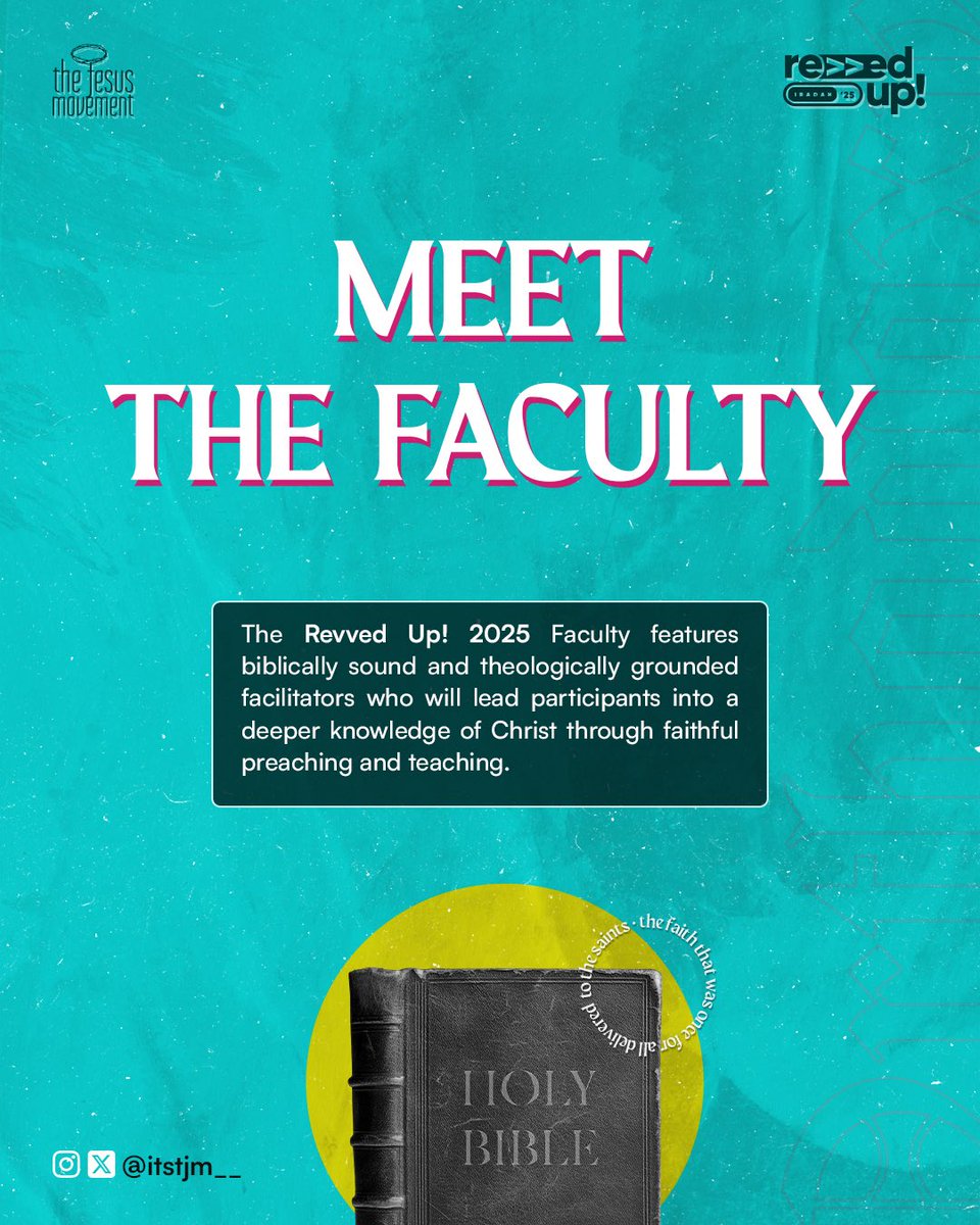 itstjm__'s tweet image. MEET OUR FACULTY! 🤩
At Revved Up! this year, we will be joined by: PSam @DrFeruke, Pastor Seye, Pastor Bayo @mazibayo, Mohammed Sule @Mohsule_, Flo Judah, George Lalaye @ItsUncleGeorgie, and Adaolisa George-Laleye @AdaOlisa_ME, who will be taking us on the amazing courses…