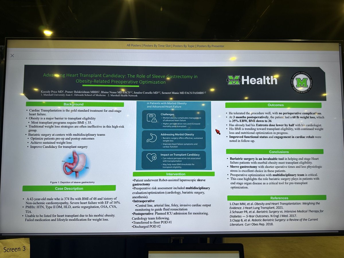 Big moments on the national stage! 💡 

Semeret Munie, MD, FACS, FASMBS represented #MarshallSurgery at #ASMBS2025 delivering three presentations and cheered on residents presenting three posters. 

Proud of our leaders in #BariatricSurgery! 🙌💚
