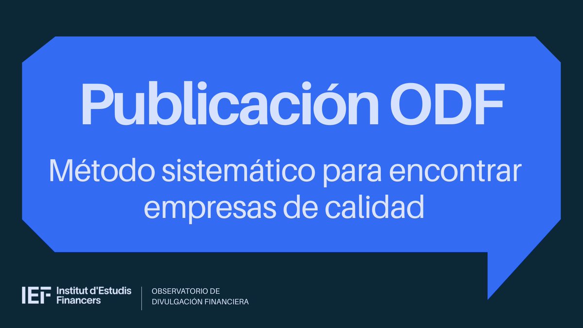 ODF | Método sistemático para encontrar empresas de calidad

El análisis y la identificación de empresas conocidas como «quality growth», es una tarea de gran relevancia para inversores, analistas financieros y la economía en general.

👉bit.ly/4jRPAiz