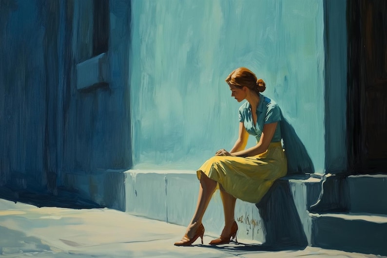 Thoughtful Woman 
Inspired by Edward Hopper.