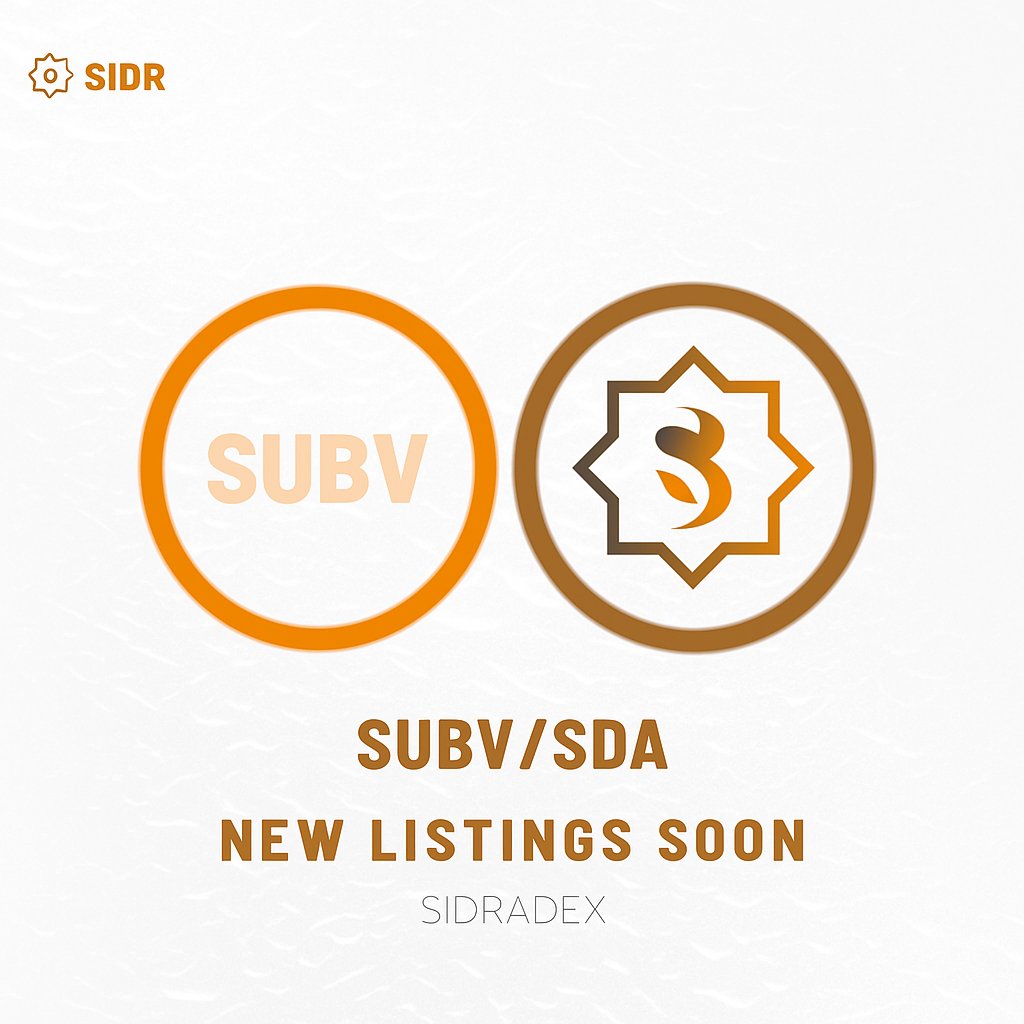 Initial Listing - $SUBV coming on SidraSwap soon.

🟡Pair: SUBV/SDA
Token symbol : $SUBV
Project: SUBVERSE PAY 
Total Mass Supply : 100.000.000