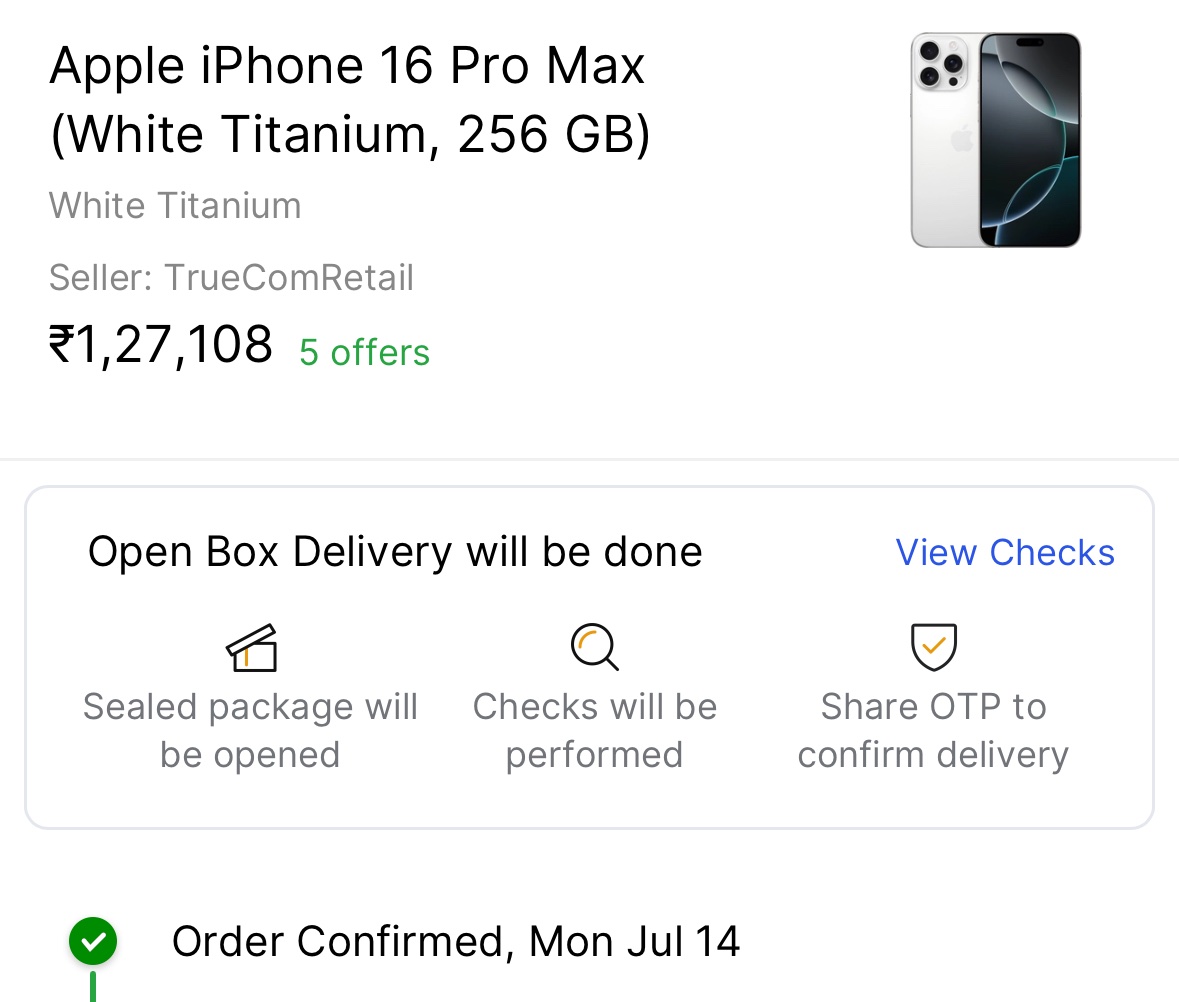 Ash_lucifer07's tweet image. @flipkartsupport
I Ordered iPhone 16 Pro Max on 14 July for ₹1.27L during your “one-time” 12–17 July sale. Now the price is ₹1.25L before the sale ends. Why drop prices mid-sale? Misleading customers during a limited-time offer isn’t fair. Explain this. #pricingissue @Flipkart