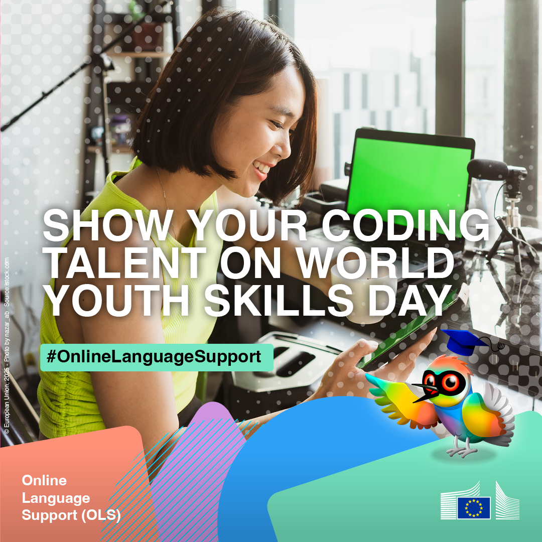 EUErasmusPlus's tweet image. This week, we celebrated #WorldYouthSkillsDay. 

This year’s theme is youth empowerment through AI and digital skills. What about putting the language skills you master to use to code the next-gen translator?🤖

If not, there is always OLS: europa.eu/!fn9YXd