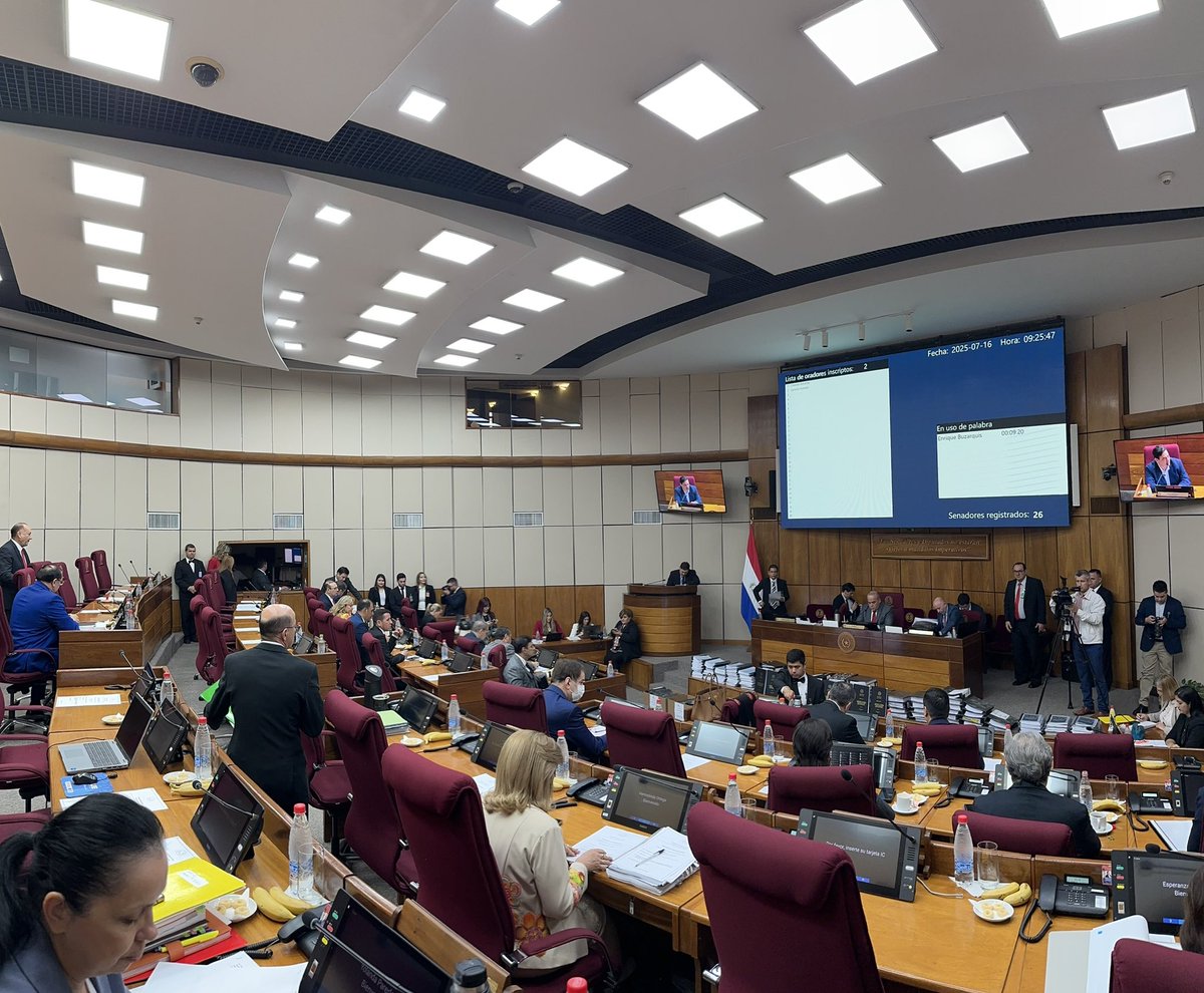 Dirección Sala de Sesiones del Senado (@dss_senado) on Twitter photo Sesión Ordinaria presidida por el Senador <a href="/bachinunezpy/">Bachi Nuñez</a>
<a href="/BetoOvelarANR/">Beto Ovelar</a> <a href="/edu_nakayama/">Edu Nakayama</a> <a href="/FilizzolaRafael/">Rafael Filizzola</a> <a href="/OviedoSenador/">José Oviedo</a> <a href="/DerlisMaidanaPy/">Derlis Maidana Senador</a> <a href="/lizarellapy/">Lizarella Valiente</a> <a href="/SalynBuzarquis/">Salyn Buzarquis</a> <a href="/SenaHermelinda/">Hermelinda Alvarenga de Ortega (Oficial)</a> <a href="/pipodiazveron/">Pipo Díaz Verón</a> <a href="/Nataliciochase1/">Natalicio Chase</a> <a href="/esperanza_py/">Esperanza Martinez</a> <a href="/CelesteSenadora/">Celeste Senadora</a>
Sala de Sesiones del Senado. Sesión Ordinaria presidida por el Senador <a href="/bachinunezpy/">Bachi Nuñez</a>
<a href="/BetoOvelarANR/">Beto Ovelar</a> <a href="/edu_nakayama/">Edu Nakayama</a> <a href="/FilizzolaRafael/">Rafael Filizzola</a> <a href="/OviedoSenador/">José Oviedo</a> <a href="/DerlisMaidanaPy/">Derlis Maidana Senador</a> <a href="/lizarellapy/">Lizarella Valiente</a> <a href="/SalynBuzarquis/">Salyn Buzarquis</a> <a href="/SenaHermelinda/">Hermelinda Alvarenga de Ortega (Oficial)</a> <a href="/pipodiazveron/">Pipo Díaz Verón</a> <a href="/Nataliciochase1/">Natalicio Chase</a> <a href="/esperanza_py/">Esperanza Martinez</a> <a href="/CelesteSenadora/">Celeste Senadora</a>
Sala de Sesiones del Senado.