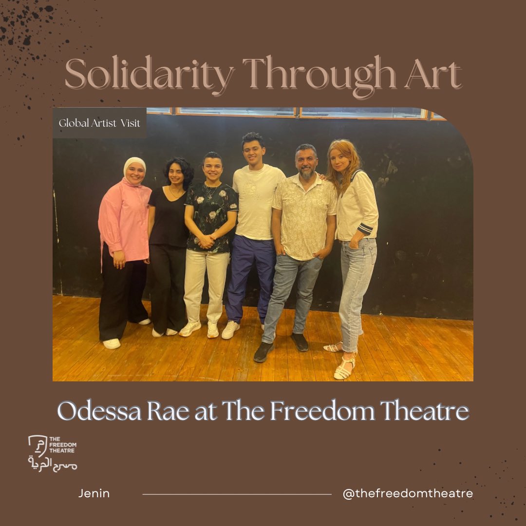 🎭 The Freedom Theatre in Jenin welcomed international artist Odessa Rae, who affirmed her support for cultural resistance in Palestine.
Despite the closure of our main theatre in Jenin Camp, the Academy continues to nurture hope and creativity.
#Palestine #CulturalResistance