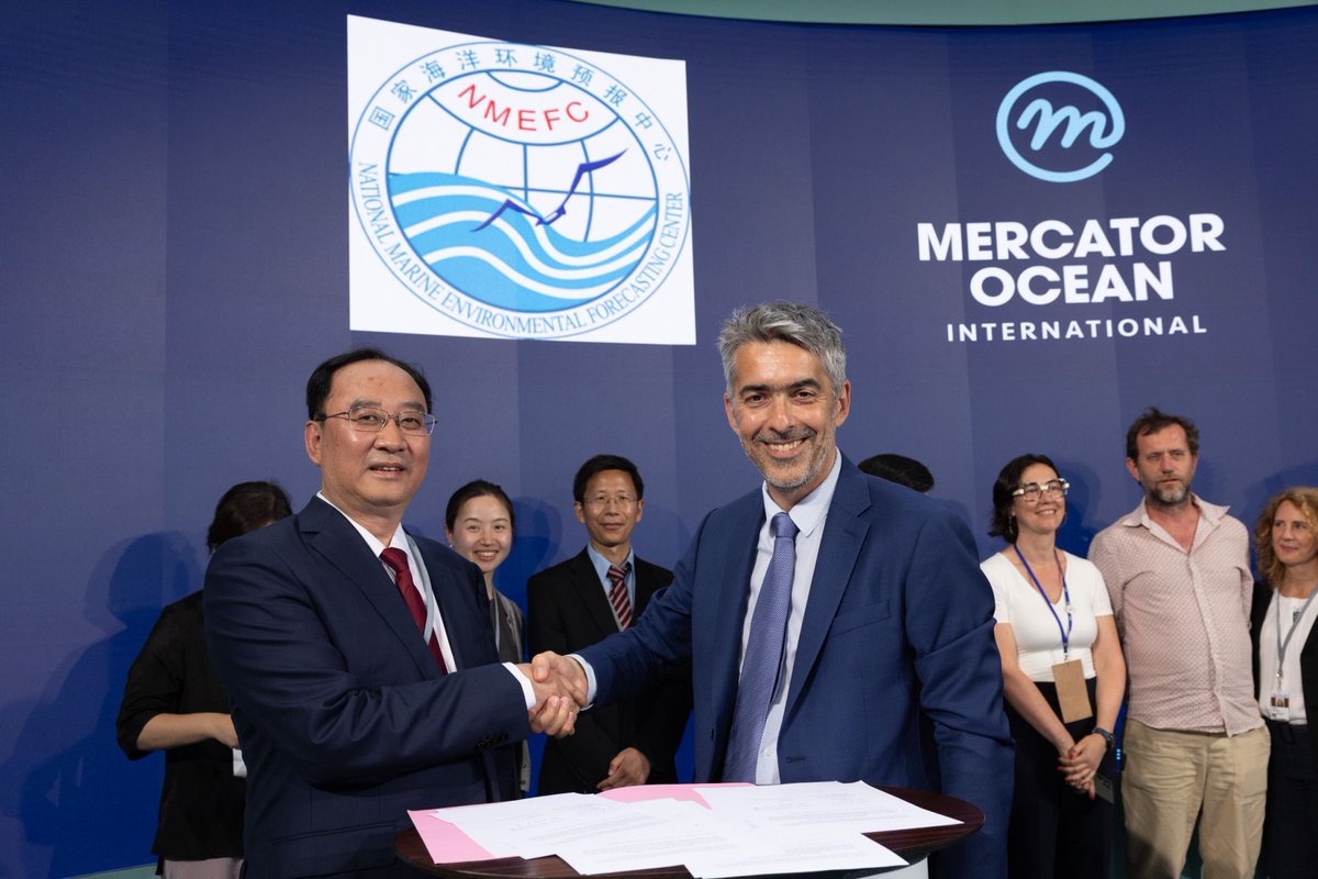 MercatorOcean's tweet image. 🌊🤝 At #UNOC2025, Mercator Ocean signed and renewed Memoranda of Understanding with 🇦🇺🇧🇷🇨🇳 and launched a Call for International Mobilization with key partners to boost collaboration on Ocean prediction.
🔗 Learn more in our latest article: mercator-ocean.eu/strengthening-…