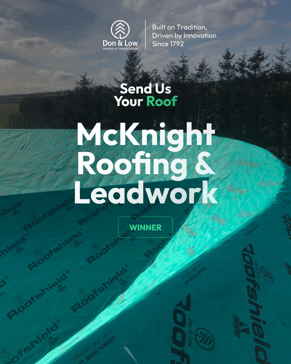 “Send Us Your Roof” update:

McKnight Roofing &amp; Leadwork has been randomly selected, winning 25 rolls of Roofshield®! Thanks for demonstrating what excellent roofing looks like. Who’s next?

#Roofshield #ShareYourRoof #RoofshieldContest #RoofshieldWinners #UKRoofing