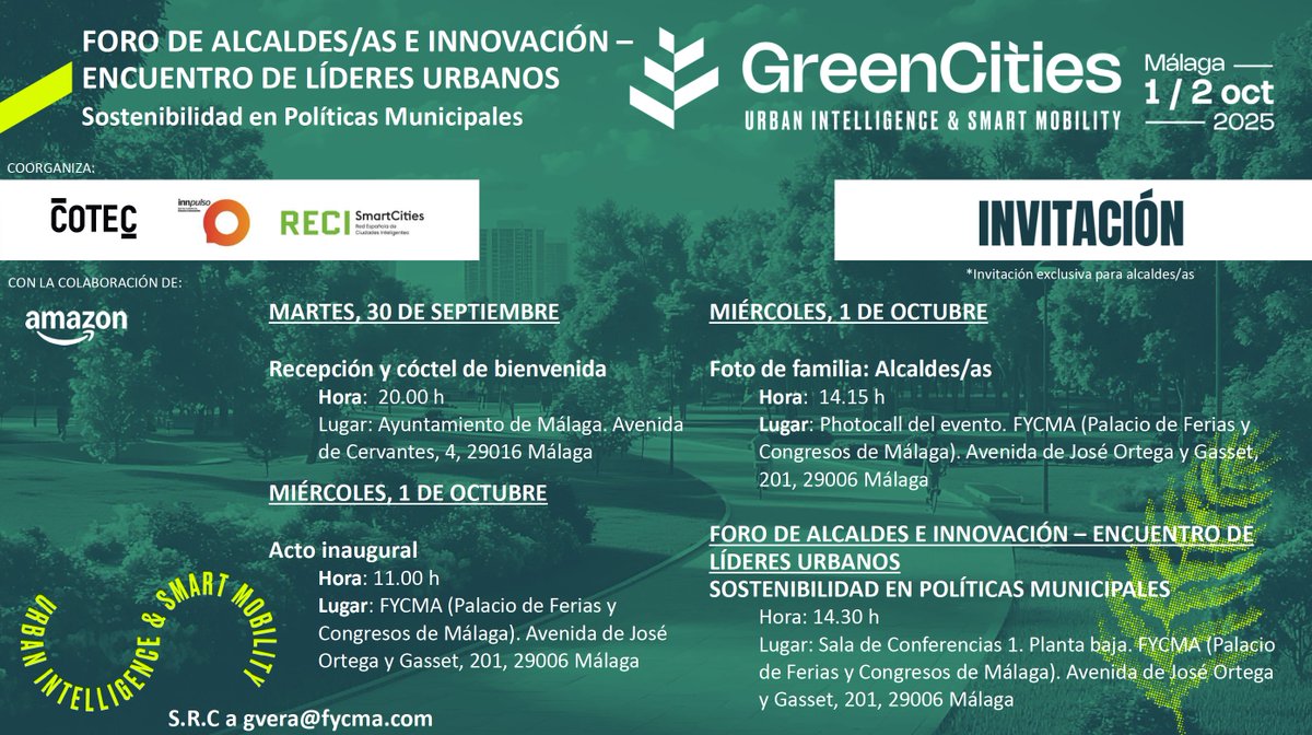 🟢 El 1 y 2 de octubre se celebrará el <a href="/forogreencities/">Foro Greencities</a> y desde la Red Innpulso, junto a <a href="/RedRECI/">Red Española de Ciudades Inteligentes</a> y <a href="/Cotec_Innova/">Fundación Cotec</a> organizaremos un nuevo Encuentro de Líderes Urbanos en el marco de este.

🎯 La cita reunirá a alcaldes y alcaldesas de todo el país para compartir sus experiencias.
