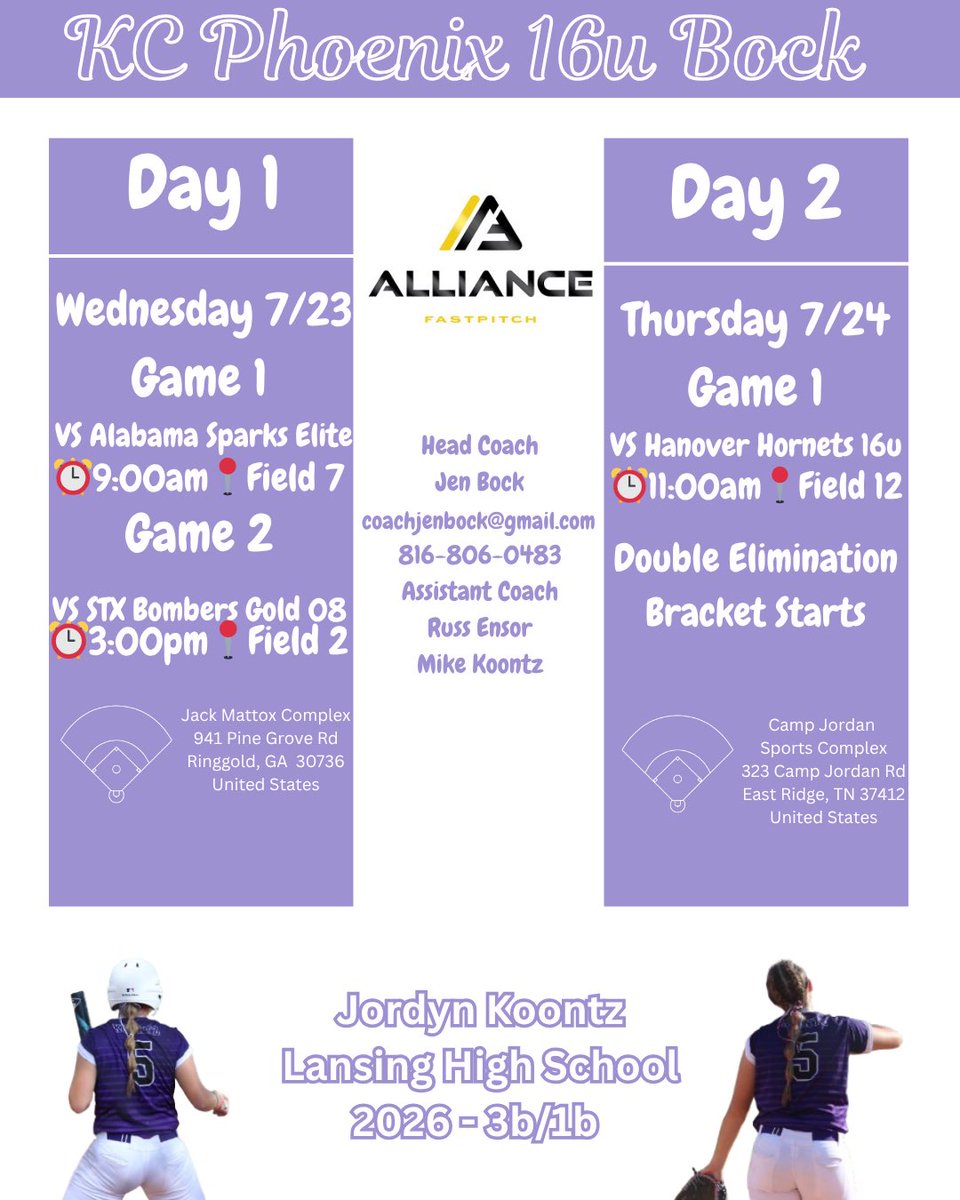Jordyn Koontz (@jordyn_koontz26) on Twitter photo So ready to get back on the field one last time this summer with my girls! One week away! Come check this amazing group of girls out!
<a href="/KcPhoenix_JB/">Kc Phoenix 16A</a> <a href="/JenBock32/">Jen Bock</a> <a href="/mikekoontzLVAD/">Michael Koontz</a> <a href="/EnsorRuss/">Russ Ensor</a>
<a href="/AllianceOpenNat/">Alliance Fastpitch Open Nationals</a> So ready to get back on the field one last time this summer with my girls! One week away! Come check this amazing group of girls out!
<a href="/KcPhoenix_JB/">Kc Phoenix 16A</a> <a href="/JenBock32/">Jen Bock</a> <a href="/mikekoontzLVAD/">Michael Koontz</a> <a href="/EnsorRuss/">Russ Ensor</a>
<a href="/AllianceOpenNat/">Alliance Fastpitch Open Nationals</a>