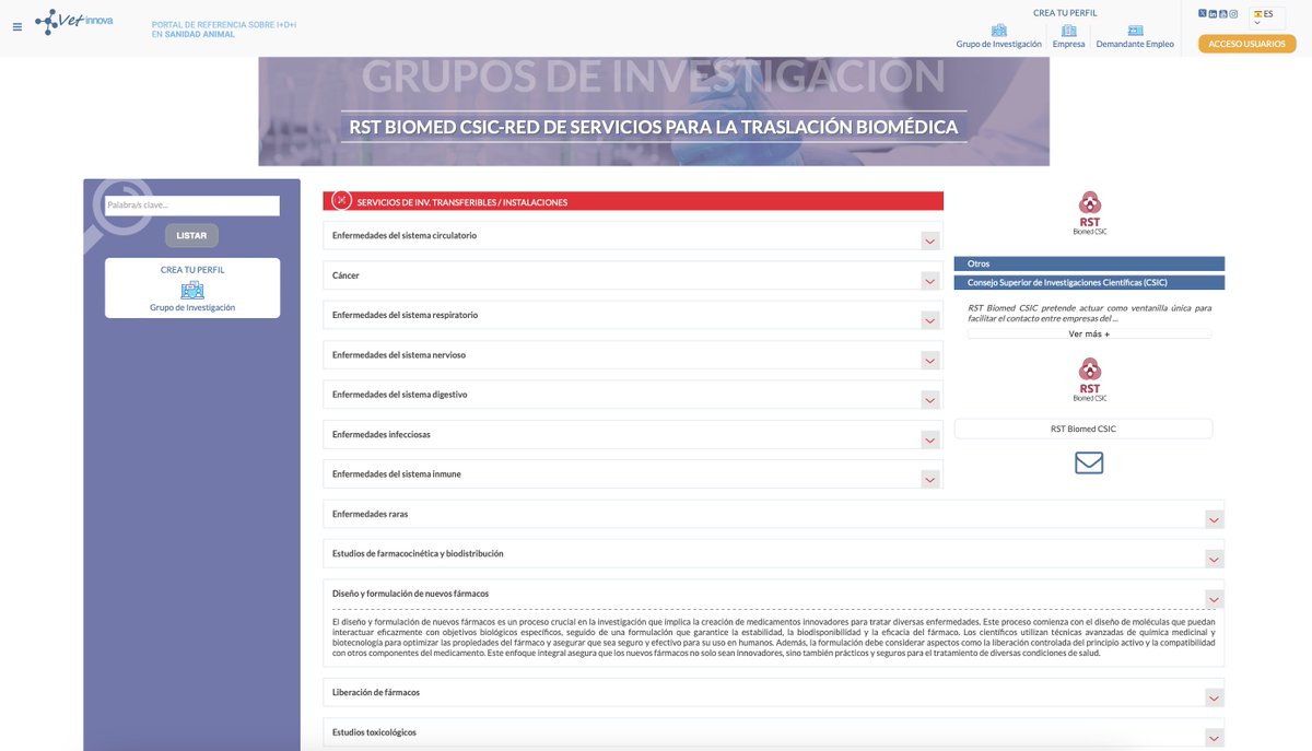 Fundación Vet+i (@vetmasi) on Twitter photo <a href="/RSTBiomed_CSIC/">RST Biomed CSIC</a> 🔍 <a href="/RSTBiomed_CSIC/">RST Biomed CSIC</a> ya ha publicado varios de sus servicios, como el de diseño y formulación de nuevos fármacos vetinnova.es/v_portal/busqu… <a href="/RSTBiomed_CSIC/">RST Biomed CSIC</a> 🔍 <a href="/RSTBiomed_CSIC/">RST Biomed CSIC</a> ya ha publicado varios de sus servicios, como el de diseño y formulación de nuevos fármacos vetinnova.es/v_portal/busqu…