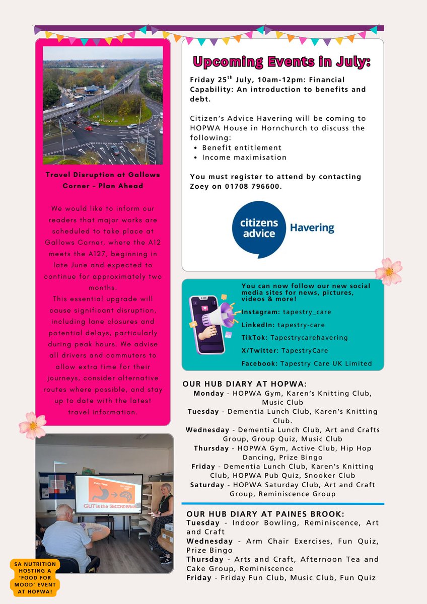 Good afternoon everyone! 

Our July Newsletter is available to read online here: tapestry-uk.org/whats-on/ 

Check out our monthly newsletters for Tapestry news, updates, and more! 

[tags]
#newsletter #tapestrycare #socialcare #havering