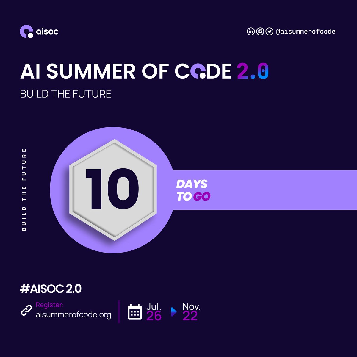itszionking's tweet image. It's officially 10 DAYS to @AISummerOfCode 🥳🥳🥳
Stay tuned for speaker lineup and other important updates!
