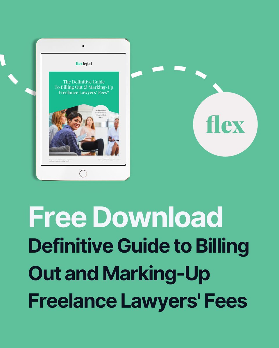 FlexLegalNet's tweet image. Definitive Guide to Billing Out and Marking-Up #Freelance Lawyers&apos; Fees
This comprehensive guide is filled with research on this topic, including case law, #law society commentary, and templates for #retainer clauses and letters to clients. 

Visit loom.ly/51VyV8E