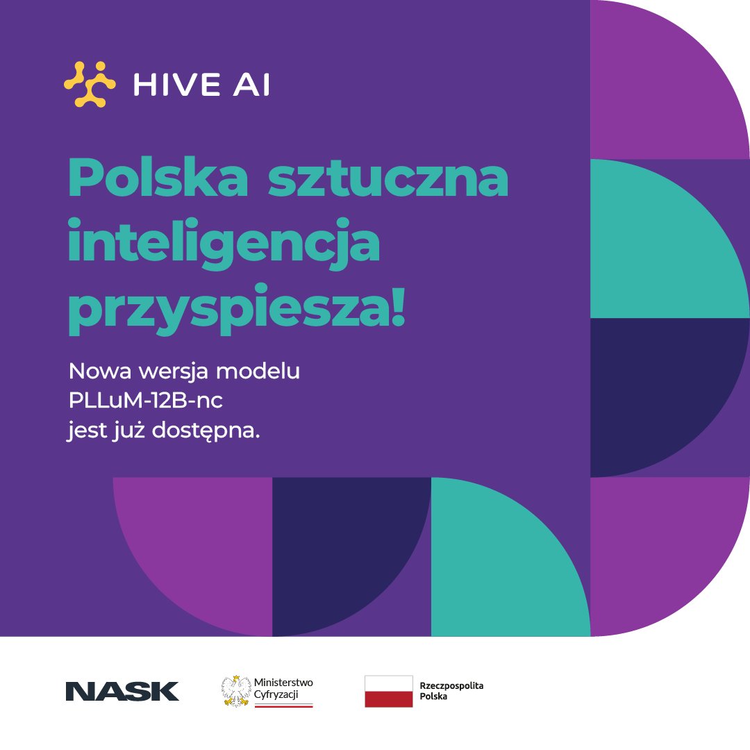 NASK_pl's tweet image. 🟣𝐏𝐋𝐋𝐮𝐌 w nowej odsłonie!
Dzisiaj obchodzimy Światowy Dzień Sztucznej Inteligencji! To świetna okazja, aby pochwalić się nową wersją modelu językowego 𝐏𝐋𝐋𝐮𝐌-𝟏𝟐𝐁-𝐧𝐜-𝟐𝟓𝟎𝟕𝟏𝟓!
Więcej na ten temat przeczytasz tutaj ➡️nask.pl/aktualnosci/pl…