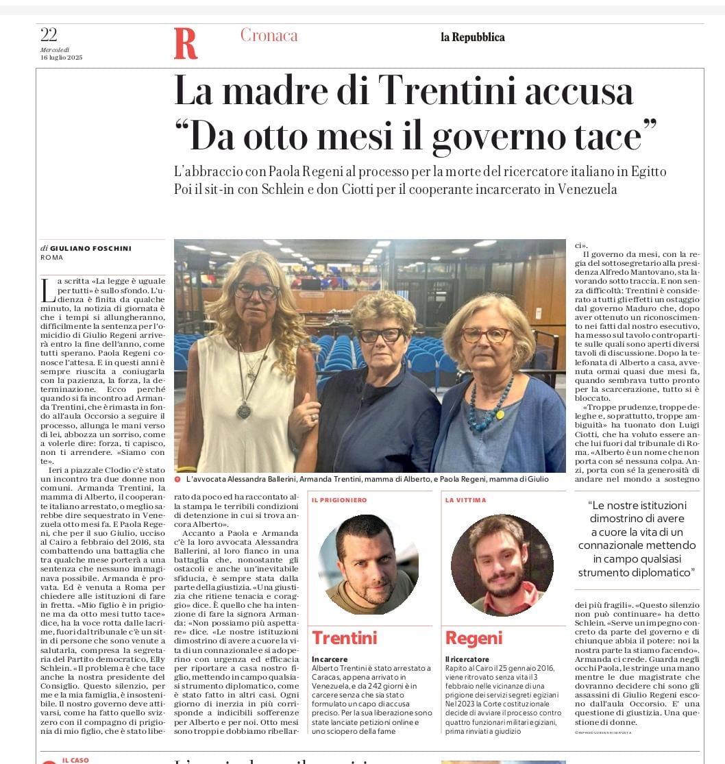 Giulio siamo noi (@giuliosiamonoi) on Twitter photo La.madre di Trentini "da otto mesi il governo tace"
#trentinilibero #albertotrentini
Via <a href="/repubblica/">Repubblica</a> La.madre di Trentini "da otto mesi il governo tace"
#trentinilibero #albertotrentini
Via <a href="/repubblica/">Repubblica</a>