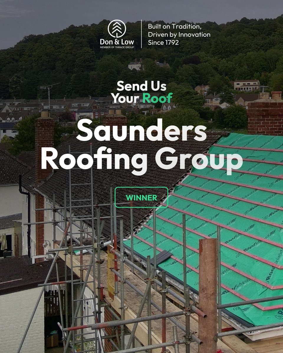 Saunders Roofing Group has been drawn as the third winner in our “Send Us Your Roof” contest! Their roofing work is strong, and now they’ve got 25 rolls of Roofshield® to back it up!

#Roofshield #ShareYourRoof #UKRoofing #RoofingWinners #DonAndLow #RoofingCommunity