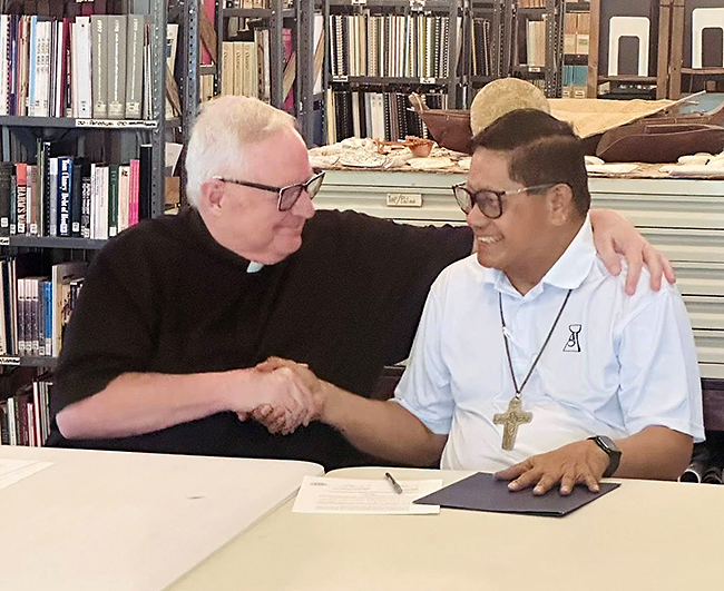 JesuitsEast's tweet image. While recently in Micronesia, Provincial Fr. Joseph O’Keefe, SJ, signed a new agreement with Bishop Julio Angkel between the Province and the Diocese of the Caroline Islands. The agreement will ensure even greater collaboration between the Society of Jesus and the Diocese.