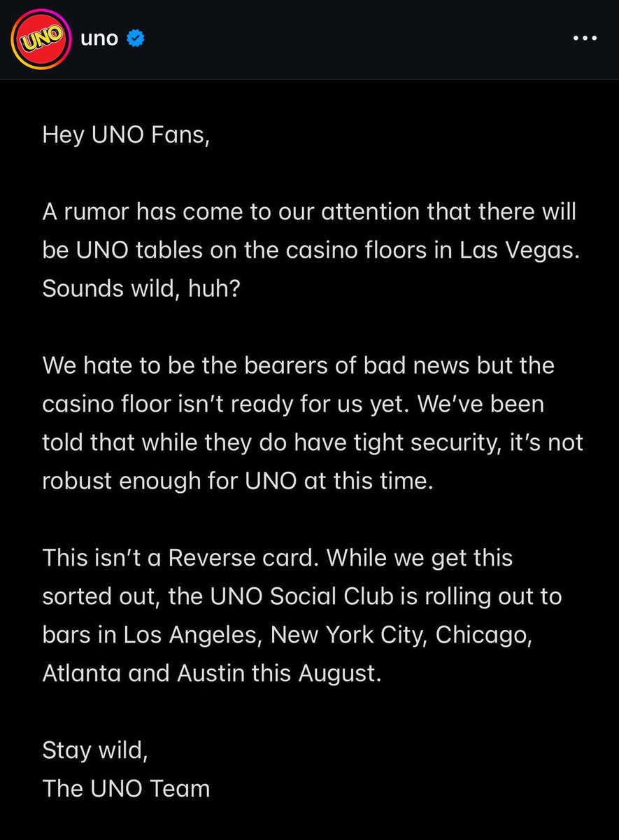 It was a lie! I stopped playing UNO yesterday.