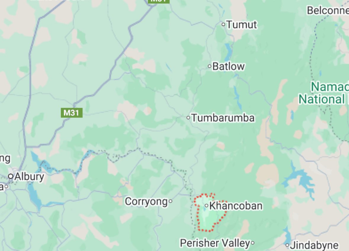 M_McCormackMP's tweet image. Deep concern over a plane which has gone missing in the Snowy Valleys region with its last known whereabouts above the rugged terrain east of Khancoban.
Holding hope for a favourable outcome.
Picture: Google Maps