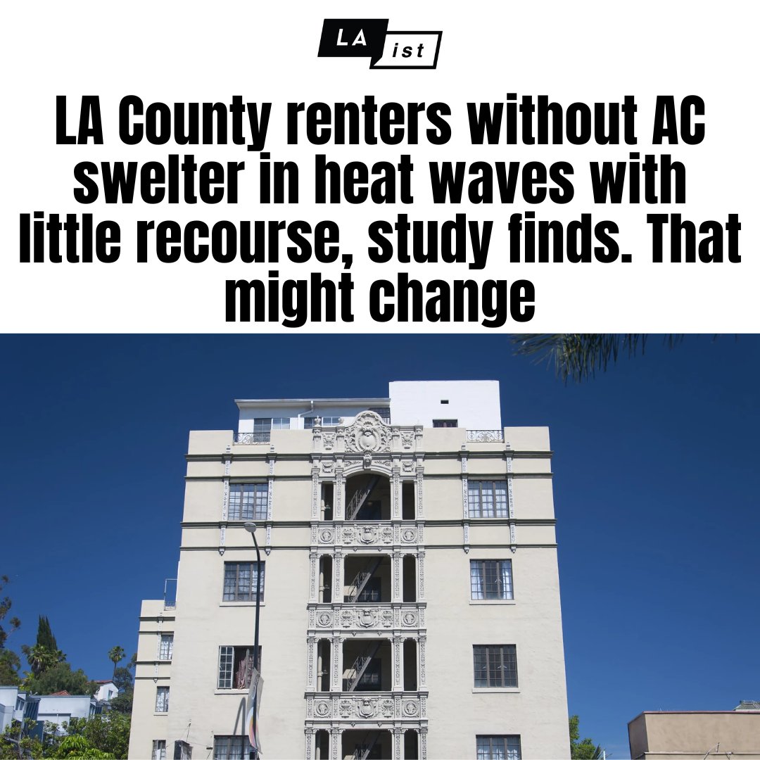 TenantsTogether's tweet image. Despite intense heatwaves, landlords have no legal duty to provide air conditioning to their rental properties. We need indoor temperature protections and enforcement NOW to keep tenants safe.
laist.com/news/climate-e…
