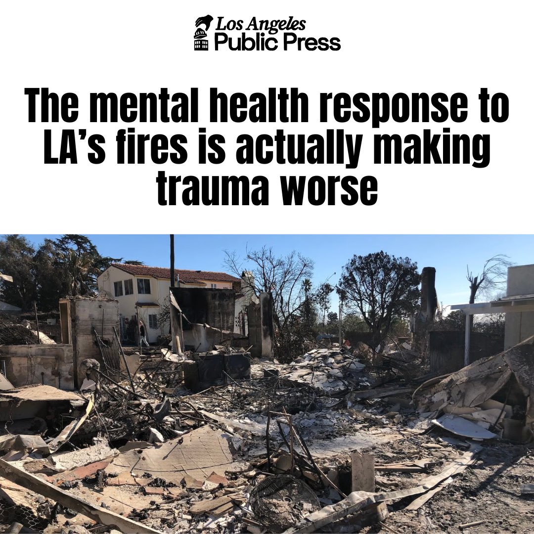 TenantsTogether's tweet image. Wildfire survivors aren’t just struggling to rebuild homes— they’re battling unaddressed trauma, too. Mental health services are overwhelmed, and recovery itself is adding to the stress. Community care is more urgent than ever!
lapublicpress.org/2025/07/mental…