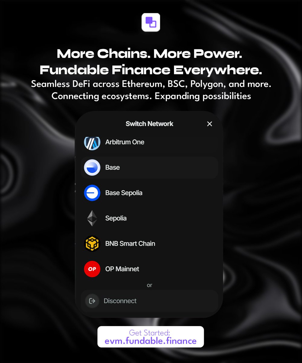 FundableHQ's tweet image. One Interface, Many Chains

What if the complexity of multichain finance could feel simple?

With @FundableHQ, switching networks no longer means switching experiences. From Arbitrum to Base, BNB Chain to Optimism, your workflows stay the same, your control remains intact

This…