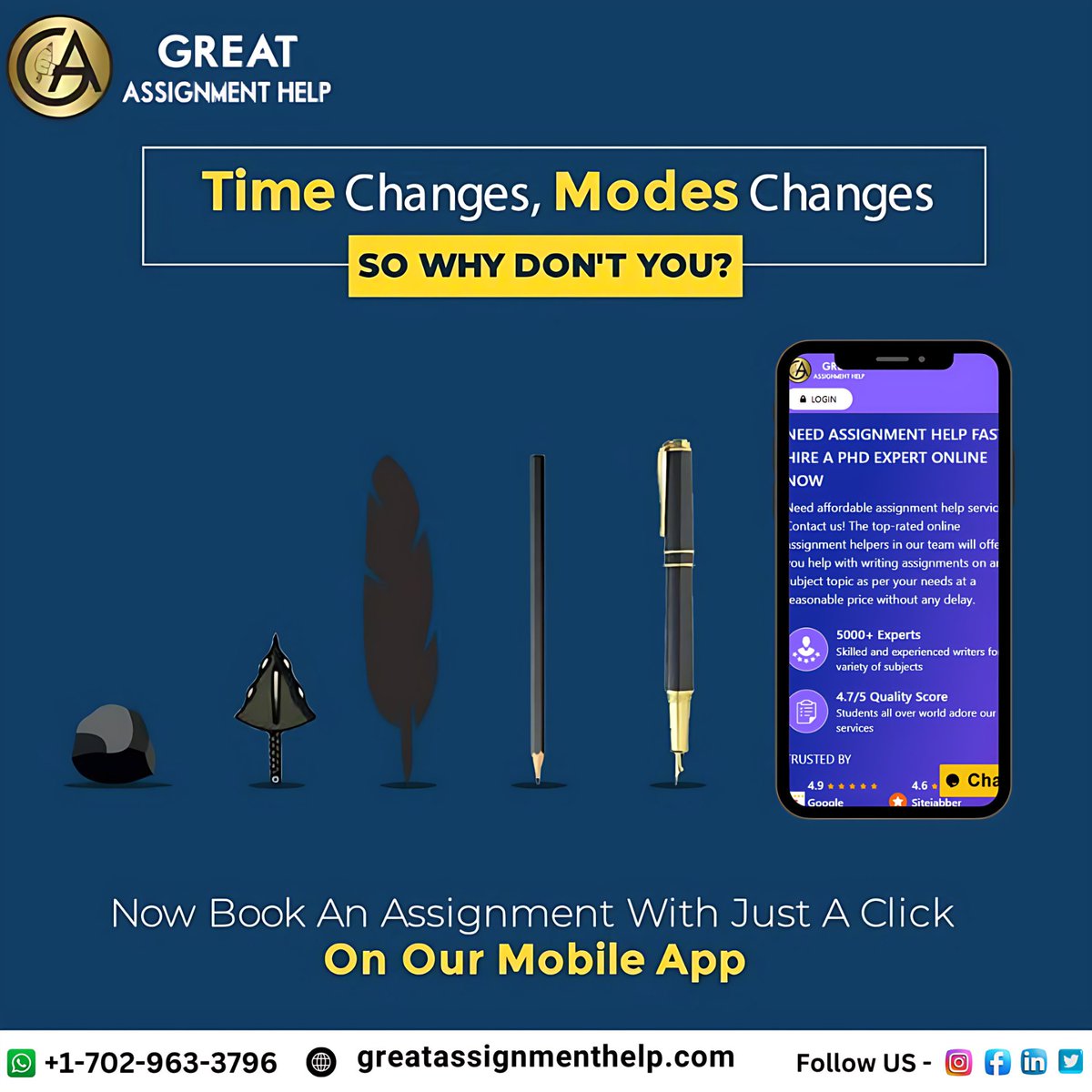 AssignmentGreat's tweet image. Time changed. Modes changed. 📲
Now it’s your turn!
Book your assignment in 1 click on our mobile app!
👉 greatassignmenthelp.com
#AssignmentHelp #StudentLife #StudySmart