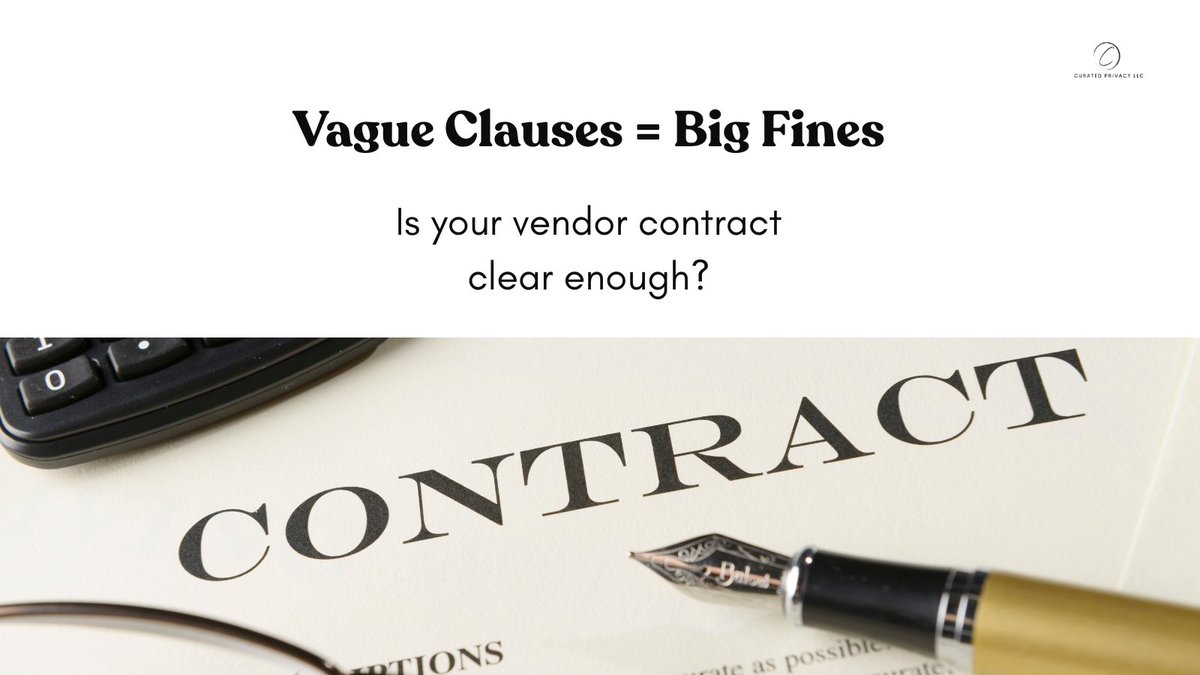 CuratedPrivacy's tweet image. Vague contract terms = CCPA non-compliance. We rewrite your vendor contracts with legally required purpose-specific language.
📧 Get a free review:  curatedprivacy.com
👍 Follow us for more tips
#CCPACompliance #DataContracts #PrivacyLaw #BusinessPrivacy #CuratedPrivacy