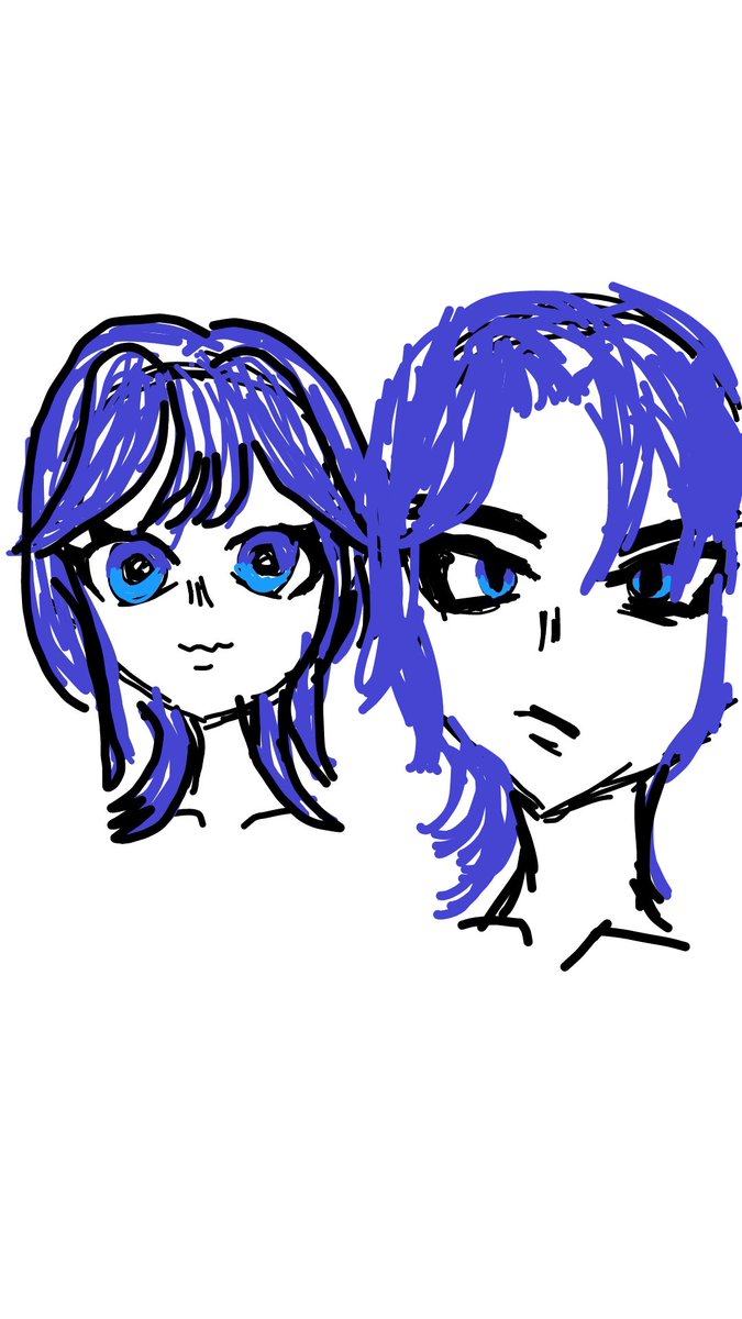 オリジナルキャラを書きました
女の子は左の子です
男の子は右の子です
女の子は髪と目を丸く 
男の子はつり目で外ハネに
双子です👧💞👧
リメイクお願いします🙏
服装はなんでも大丈夫です！