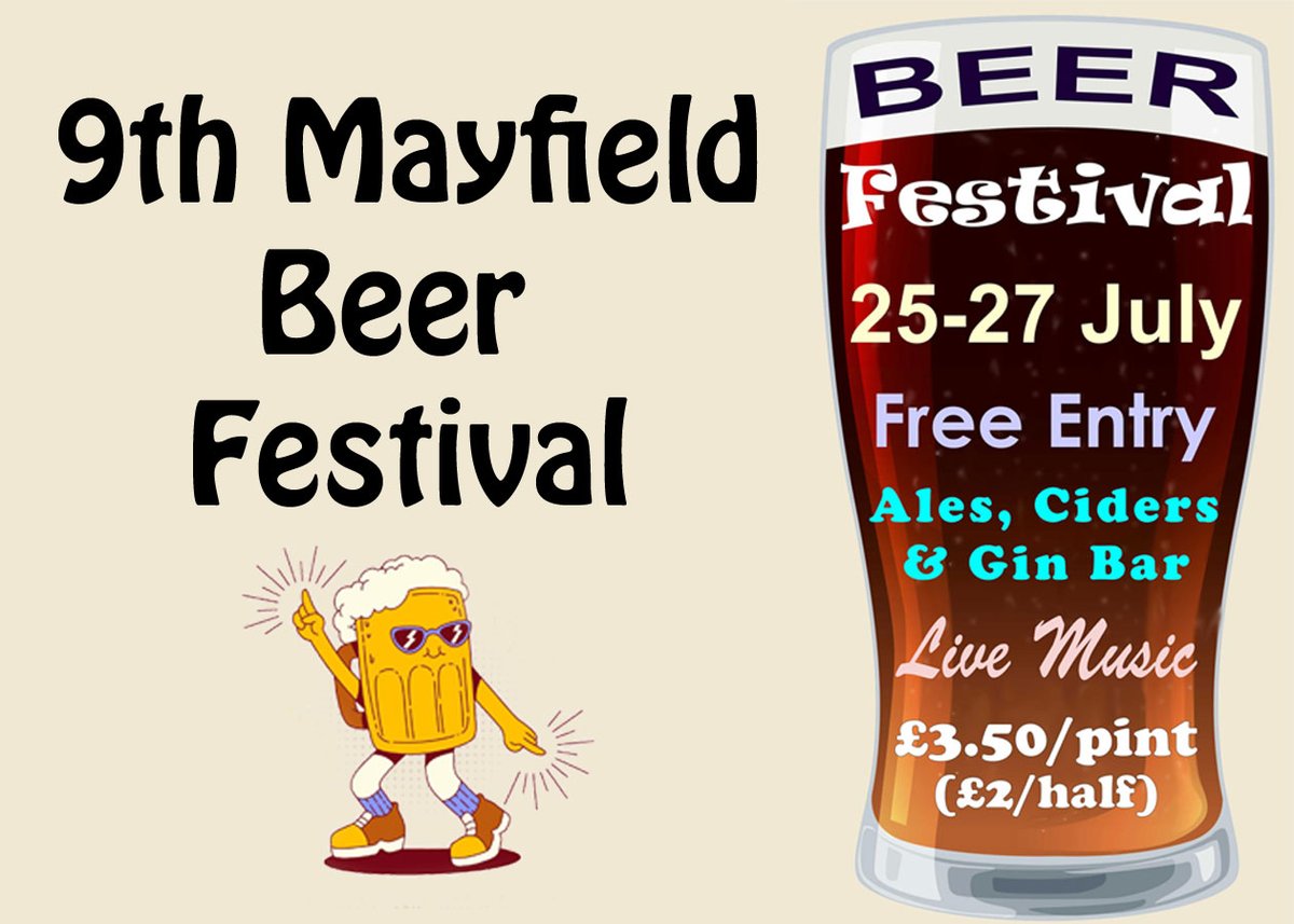 🍻 Just 1 week until the Mayfield Beer Festival! 

All welcome including kids &amp; dogs. Local beers + ciders &amp; gins. Band Sat night - FREE ENTRY 

More details: mayfieldmemorialhall.org.uk <a href="/EnjoyStaffs/">Visit Staffordshire</a> #BeerFestival #RealAle