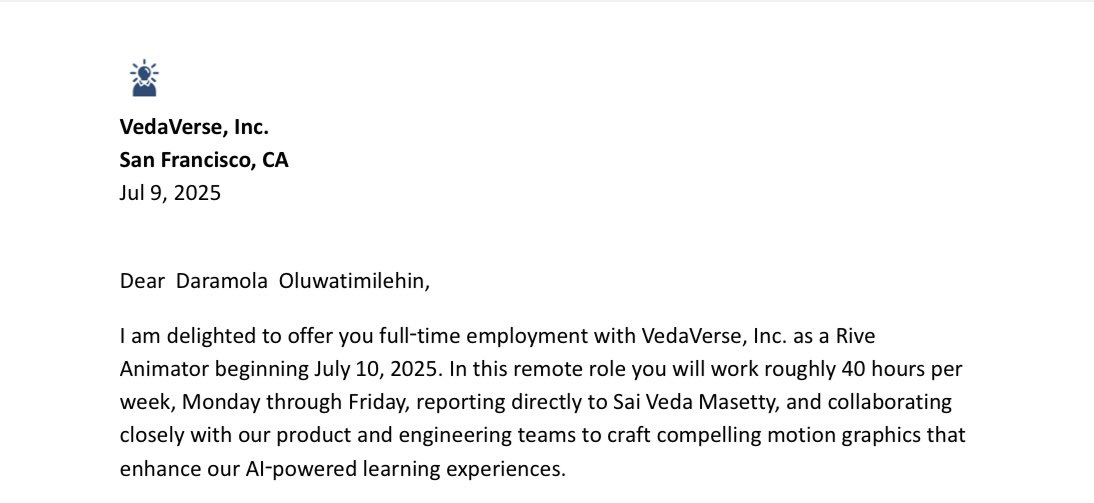 createwithtimi's tweet image. I got the job 😭🎉

I’m now a full-time Rive Animator (remote!) at @veda_verse 🍾

Still feels unreal grateful for the journey, the support, and the late-night tutorials that got me here 🫶
Let’s make magic with vectors ⚡️
#Rive #MotionDesign #CreativeTech #Grateful