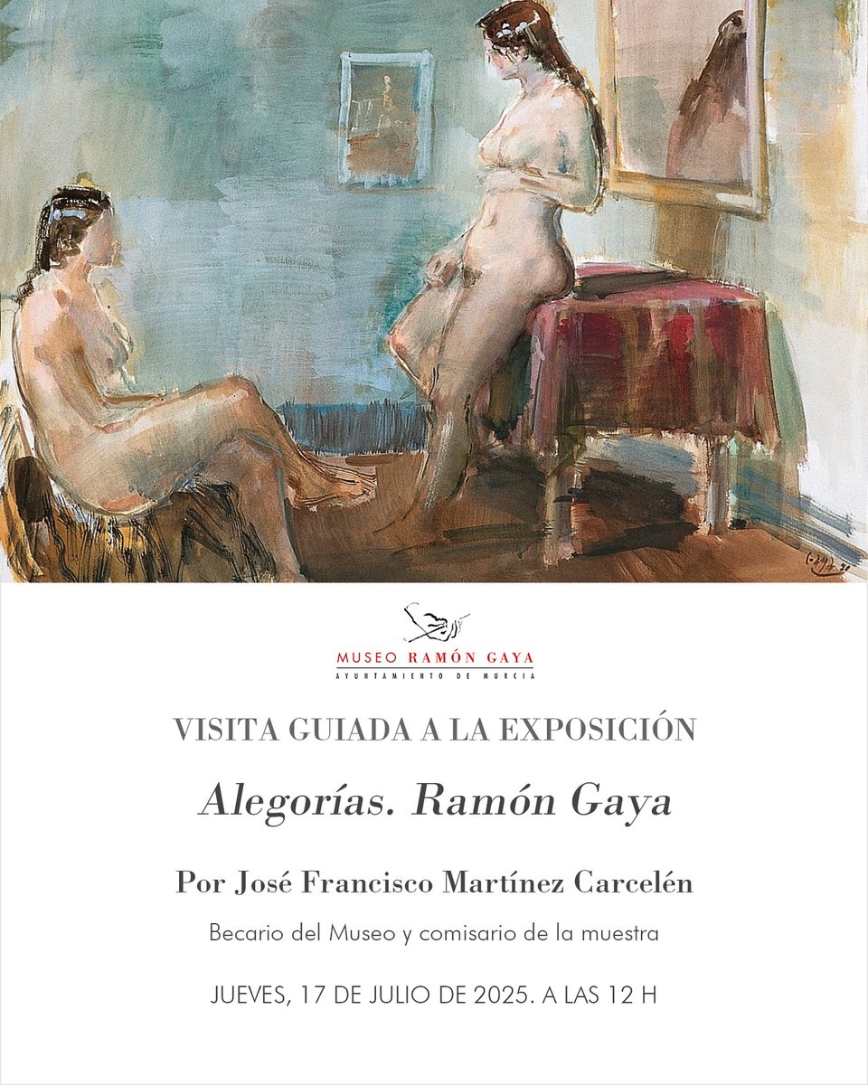 VISITA GUIADA | 'Alegorías. Ramón Gaya'
Mañana, jueves 17 de julio, a las 12:00 h, tendrá lugar una visita guiada a la exposición 'Alegorías. Ramón Gaya', de la mano de José Francisco Martínez Carcelén, becario del Museo y comisario de la muestra. ¡Os esperamos!