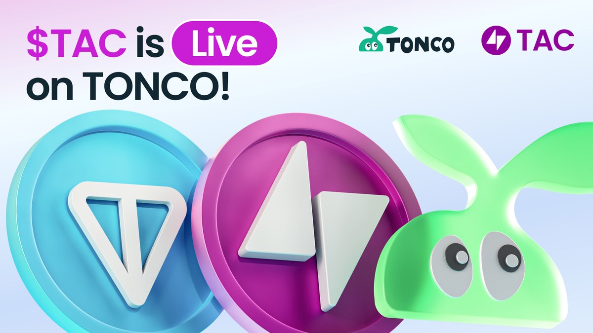 TONCO (@tonco_io) on Twitter photo ๐จ $TAC is now LIVE on TONCO โ the first CLAMM DEX on $TON!
The <a href="/TacBuild/">TAC (๐ซฐ,โจ๏ธ)</a> chain connecting Ethereum dApps with 1B+ Telegram users just got a major DeFi boost ๐
๐ฅ 15+ DeFi protocols
๐ 50+ integrations
๐ฑ Native to <a href="/ton_blockchain/">TON ๐</a> & <a href="/telegram/">Telegram Messenger</a>
๐ง Deep liquidity from Day 1 โ ๐จ $TAC is now LIVE on TONCO โ the first CLAMM DEX on $TON!
The <a href="/TacBuild/">TAC (๐ซฐ,โจ๏ธ)</a> chain connecting Ethereum dApps with 1B+ Telegram users just got a major DeFi boost ๐
๐ฅ 15+ DeFi protocols
๐ 50+ integrations
๐ฑ Native to <a href="/ton_blockchain/">TON ๐</a> & <a href="/telegram/">Telegram Messenger</a>
๐ง Deep liquidity from Day 1 โ