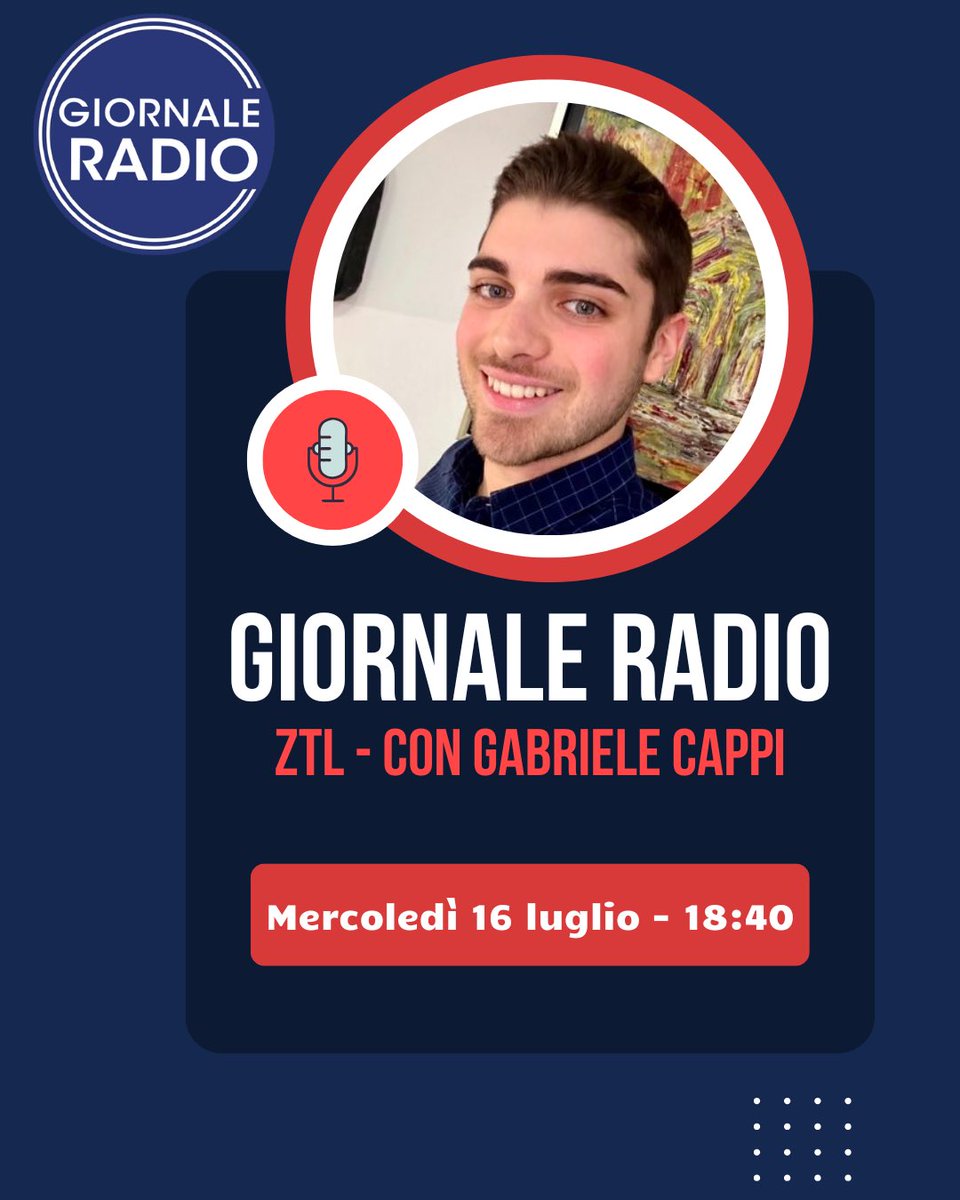 🎙️ Appuntamento radio

Stasera, alle 18.40, sarò ospite di <a href="/CappiGabriele/">Gabriele Cappi</a> nell’ultima puntata di questa stagione di #ZTL - <a href="/giornale_radio/">Giornale_radio_fm</a>. Non mancate! 

👉🏻 Potete seguirmi in diretta qui: 
giornaleradio.fm