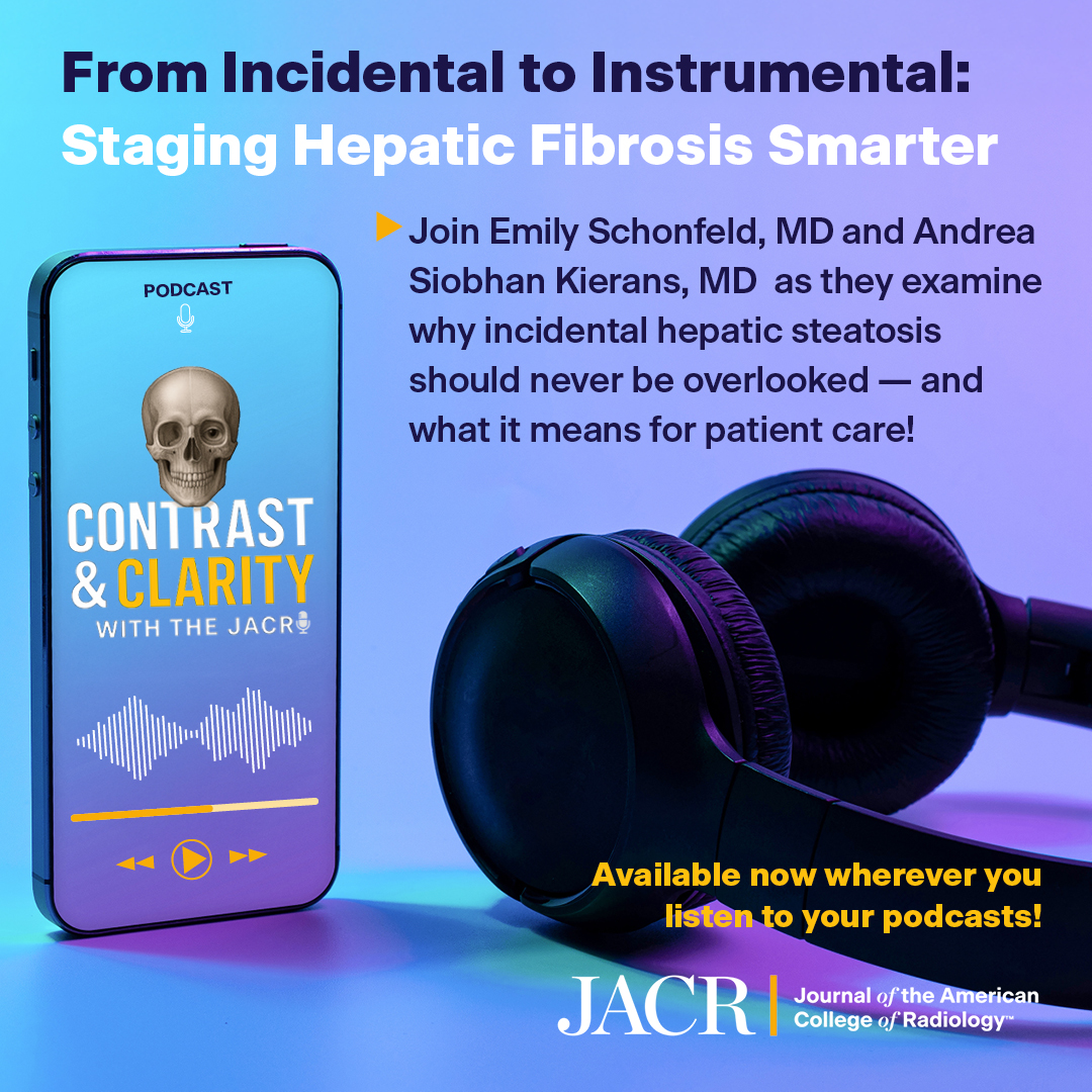 MaddiWulfeckMD's tweet image. 🚨Incidental hepatic steatosis could be a major opportunity to dramatically improve MASLD and predict fibrosis staging!
Listen to the newest episode of ✨Contrast & Clarity with the @JACRJournal✨ to learn more!
🍏shorturl.at/Jfdwp
#ACRRFS #radres #radiology