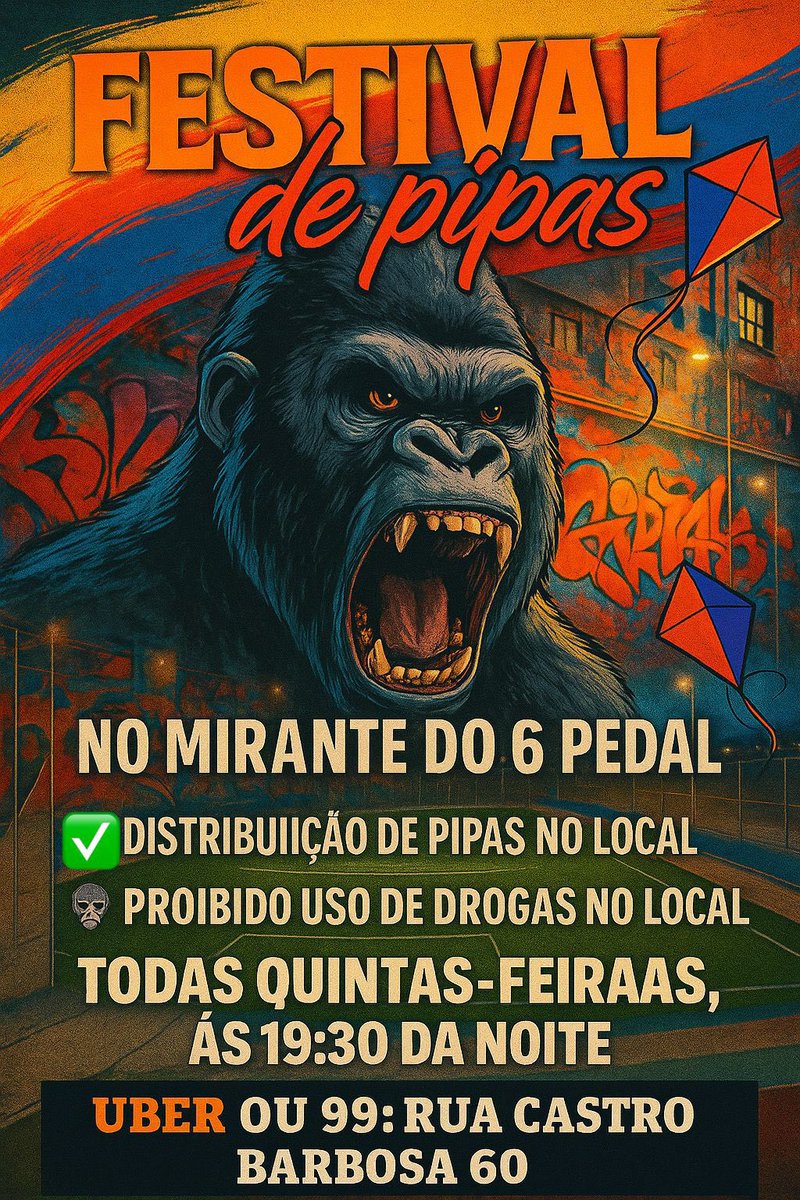 Toda quinta feira rola o nosso festival no mirante do 6 Pedal, tragam suas crianças para se divertirem! 🇨🇴🅿️🦍