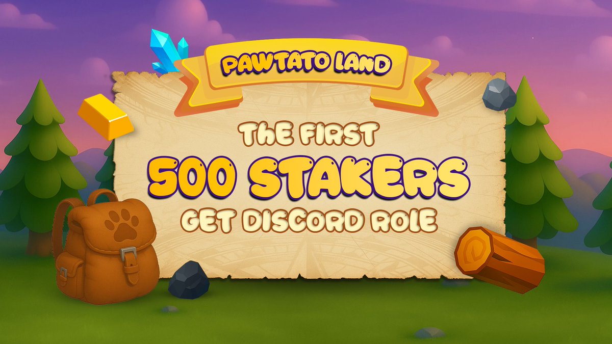For the first 500 stakers, we’ve cooked up a little something special! ✨

You’ll earn an exclusive Discord role, reserved just for our earliest land stakers.
It’ll be rolled out 48 hours after staking goes live! 

👉 Join us on Discord: pawtato.app/discord