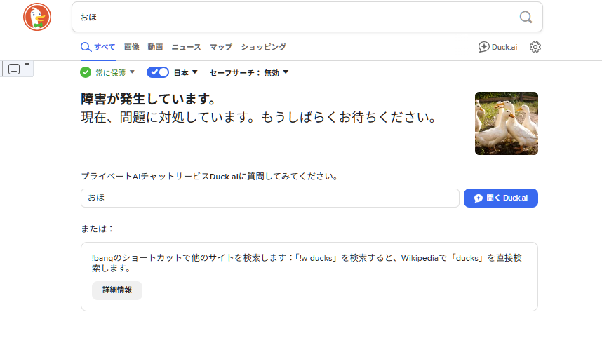 megmin173's tweet image. #DuckDuckGo
障害発生中